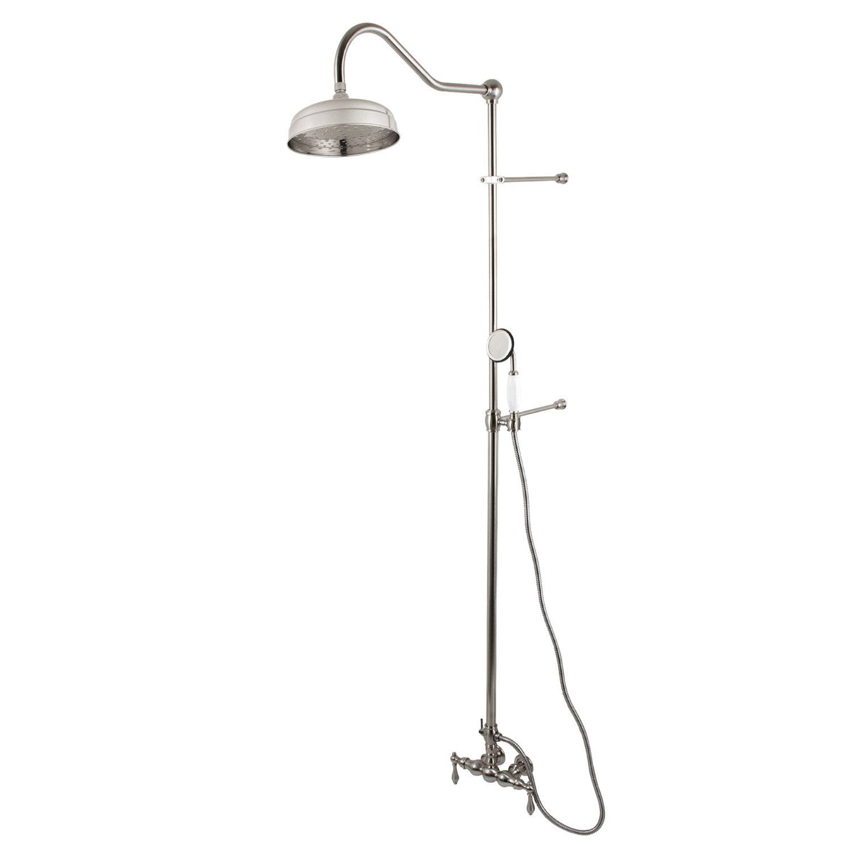 Vintage Tub Wall Mount Rain Drop Shower System with Hand Shower in Brushed Nickel
