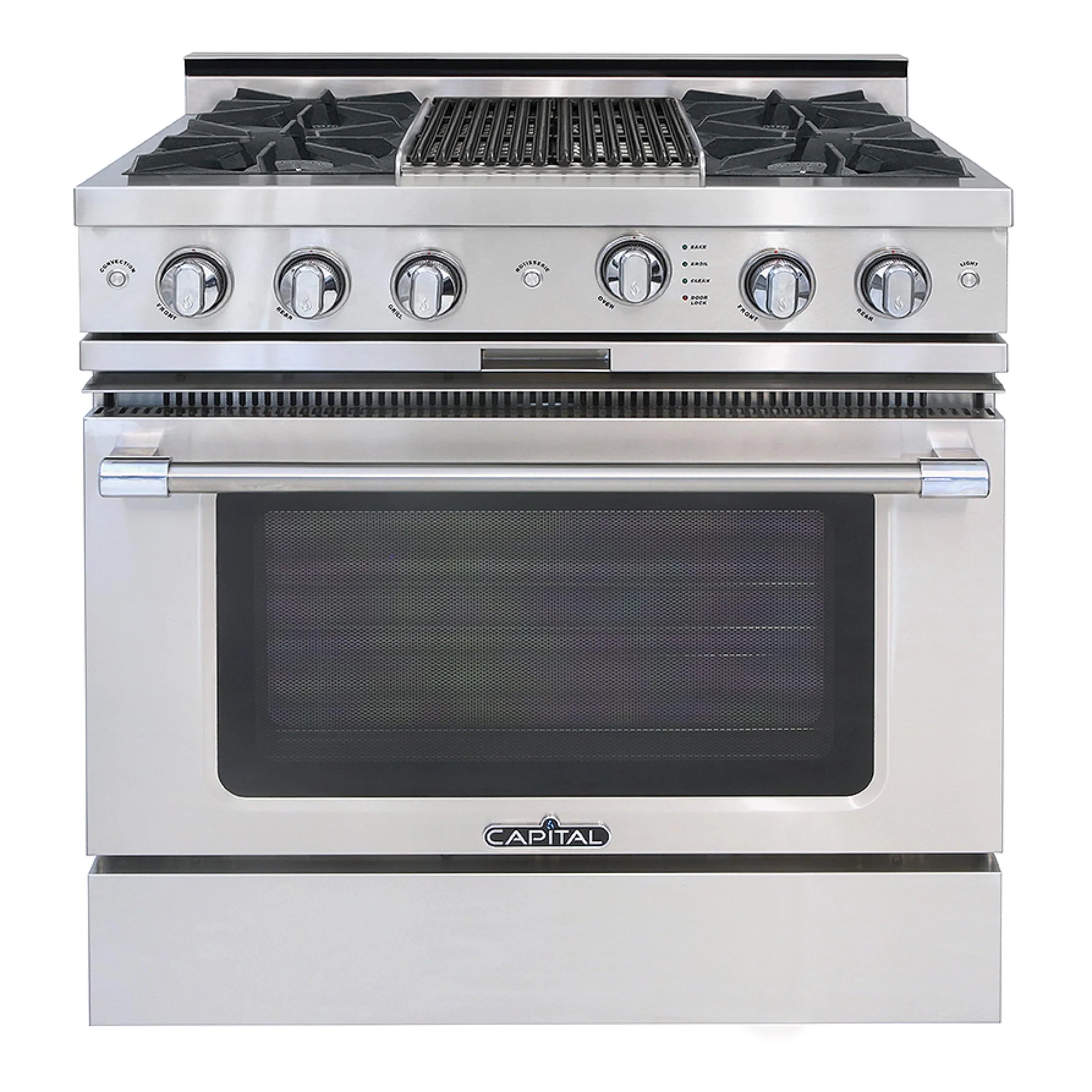 Capital stainless all-gas freestanding range with 4 burner grates and self-clean oven