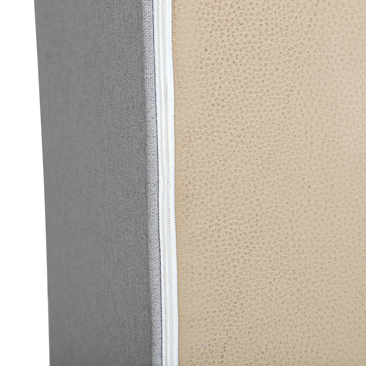 Gray loveseat foam sofa side panel with visible zipper trim