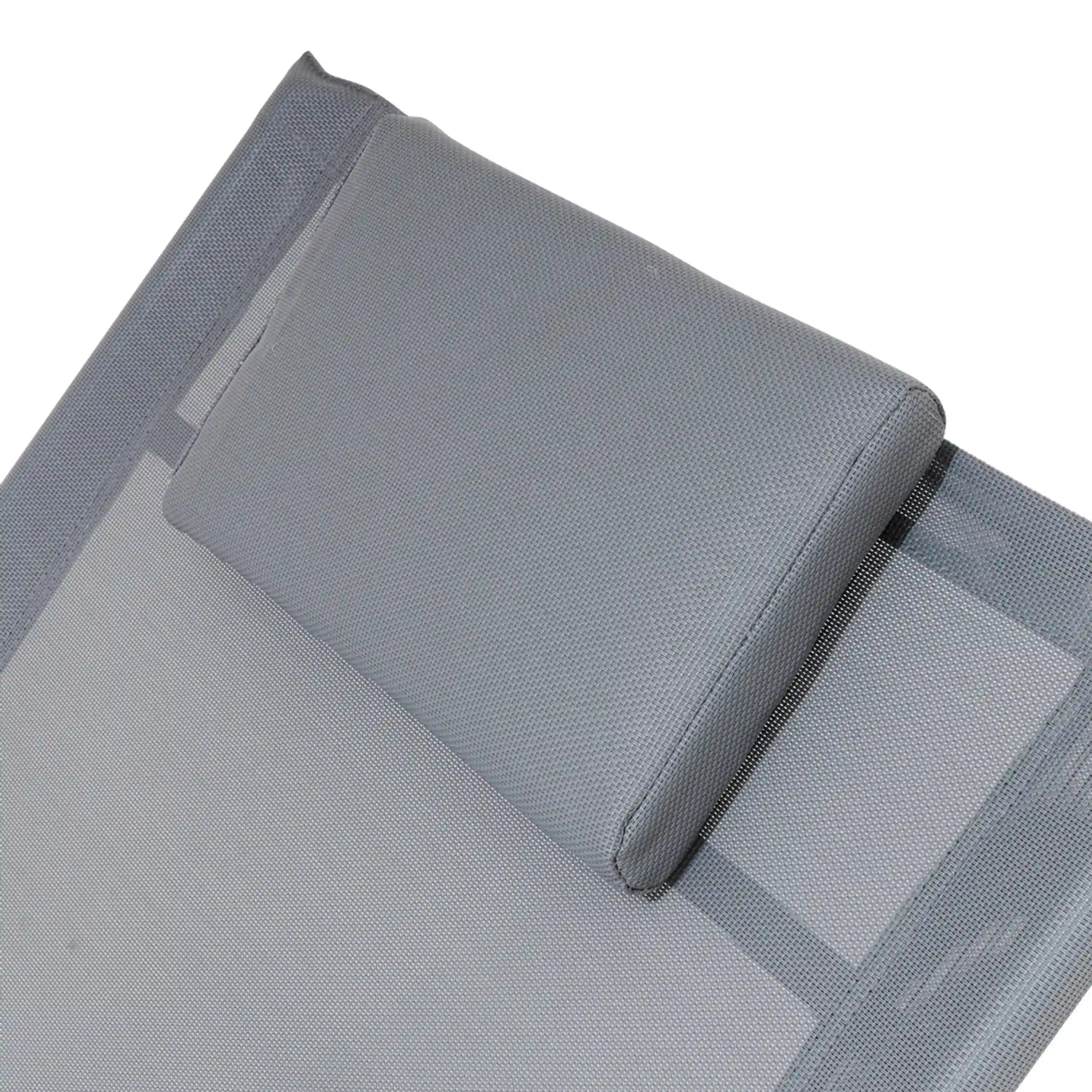 Outdoor rocking lounge chair back cushion in light gray mesh fabric