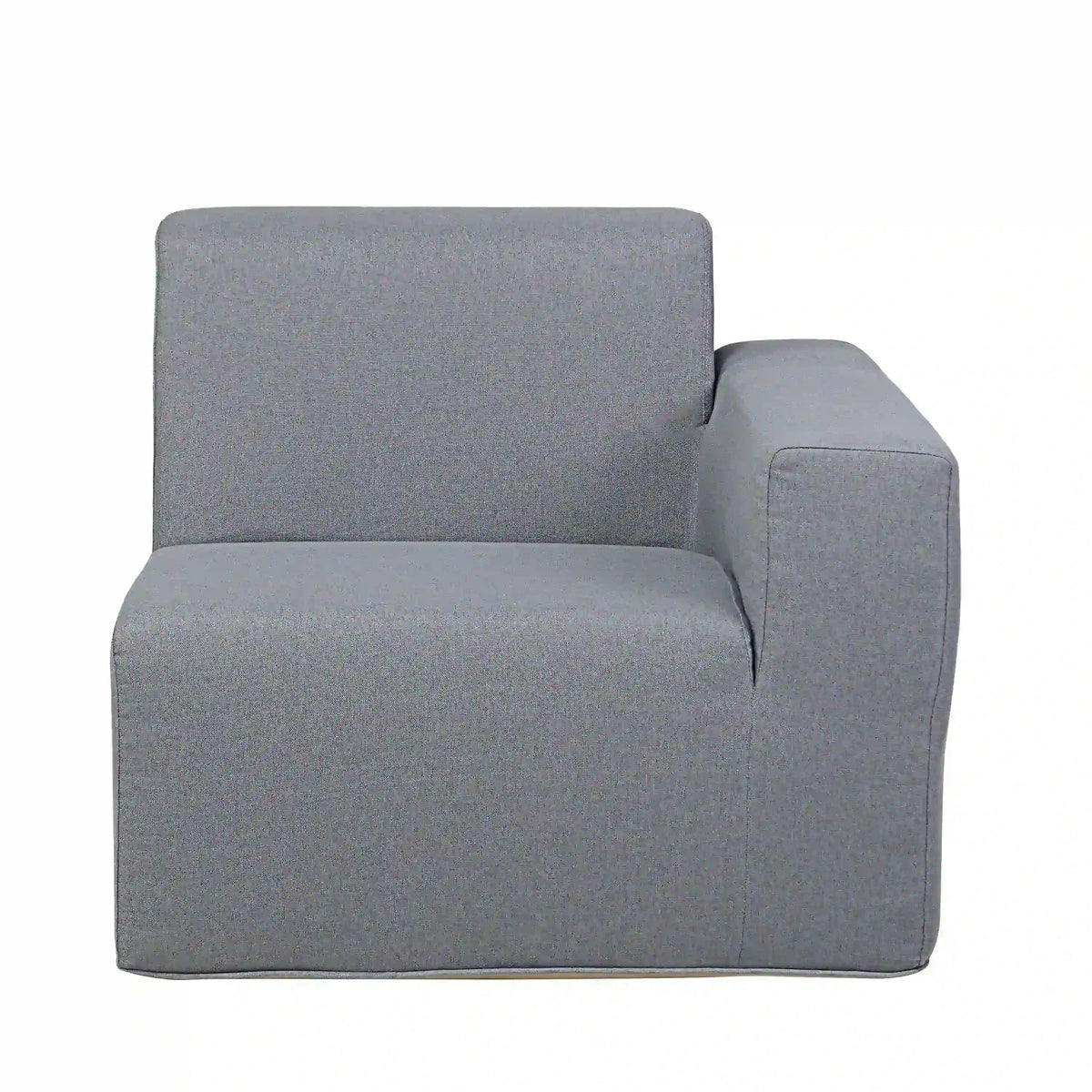 Gray outdoor sectional sofa corner seat with thick upholstered armrest