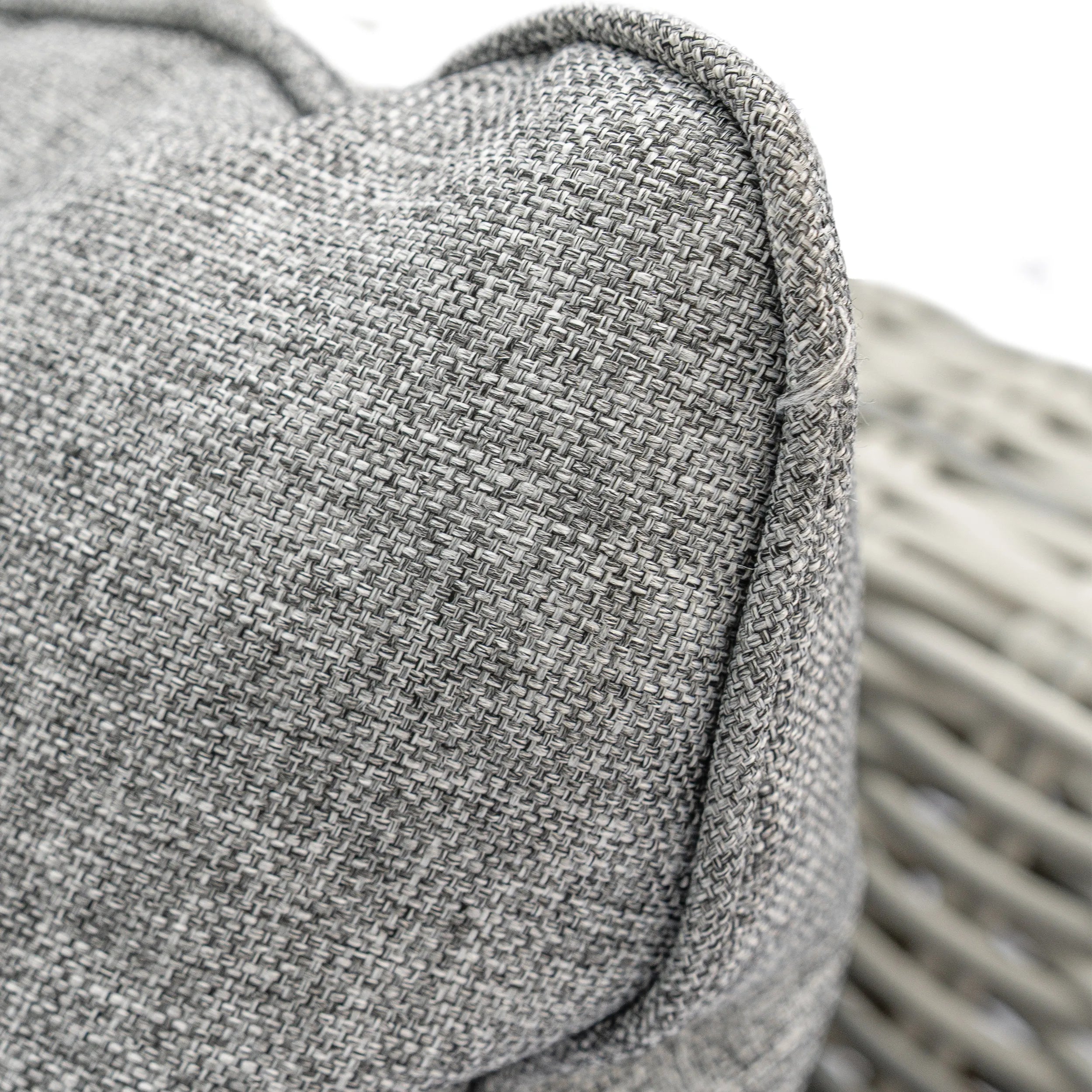 Close-up of gray outdoor chair cushion fabric texture
