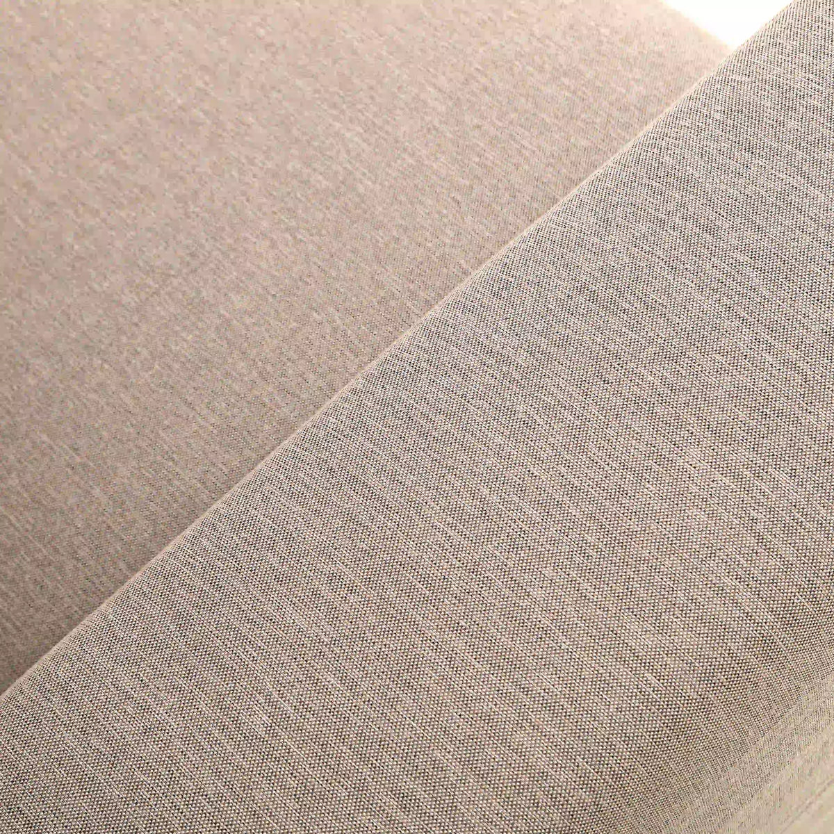 Taupe fabric upholstery close-up with woven texture