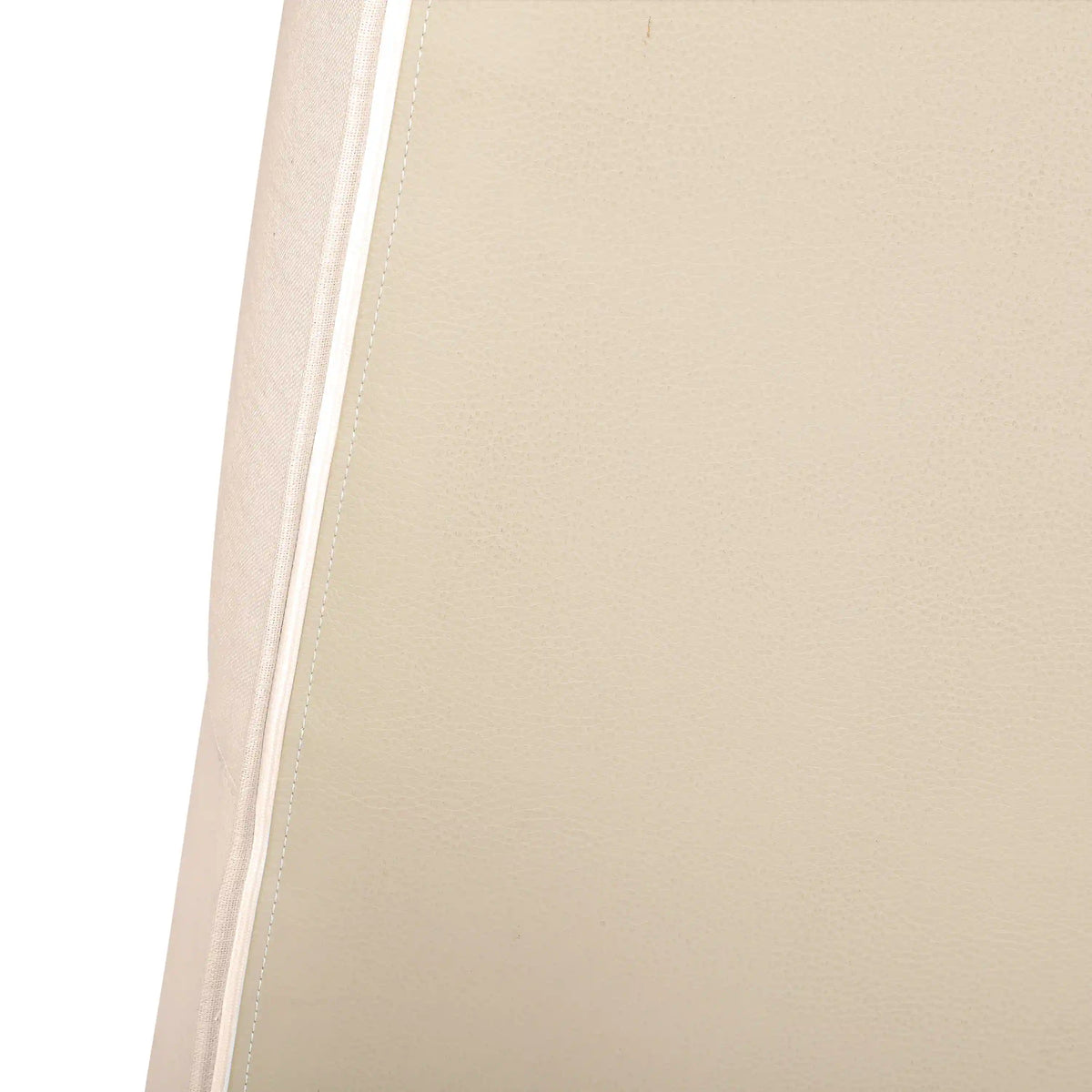 Beige outdoor cushion side panel with stitched border and seam piping
