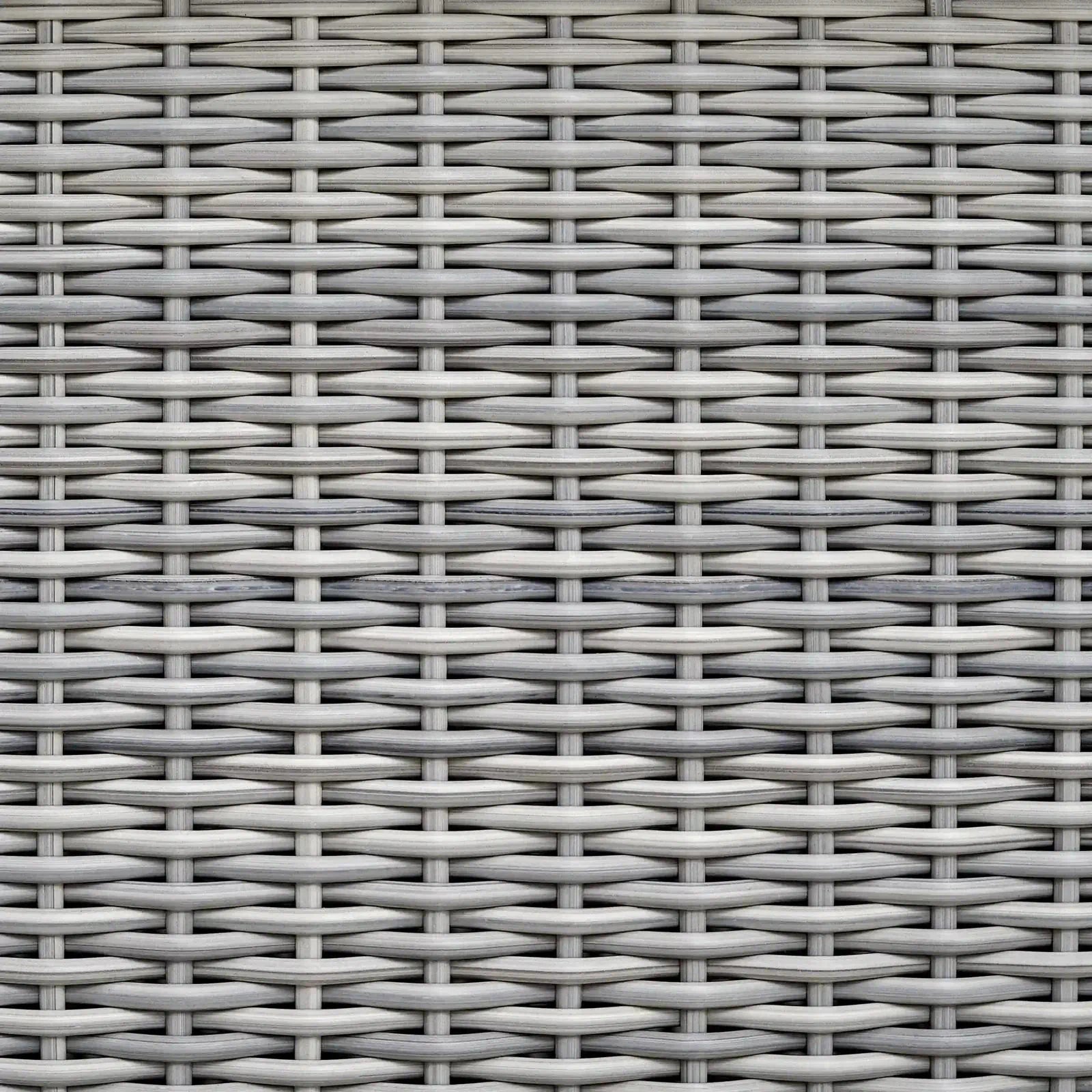 Gray woven resin wicker panel with tight horizontal and vertical braid