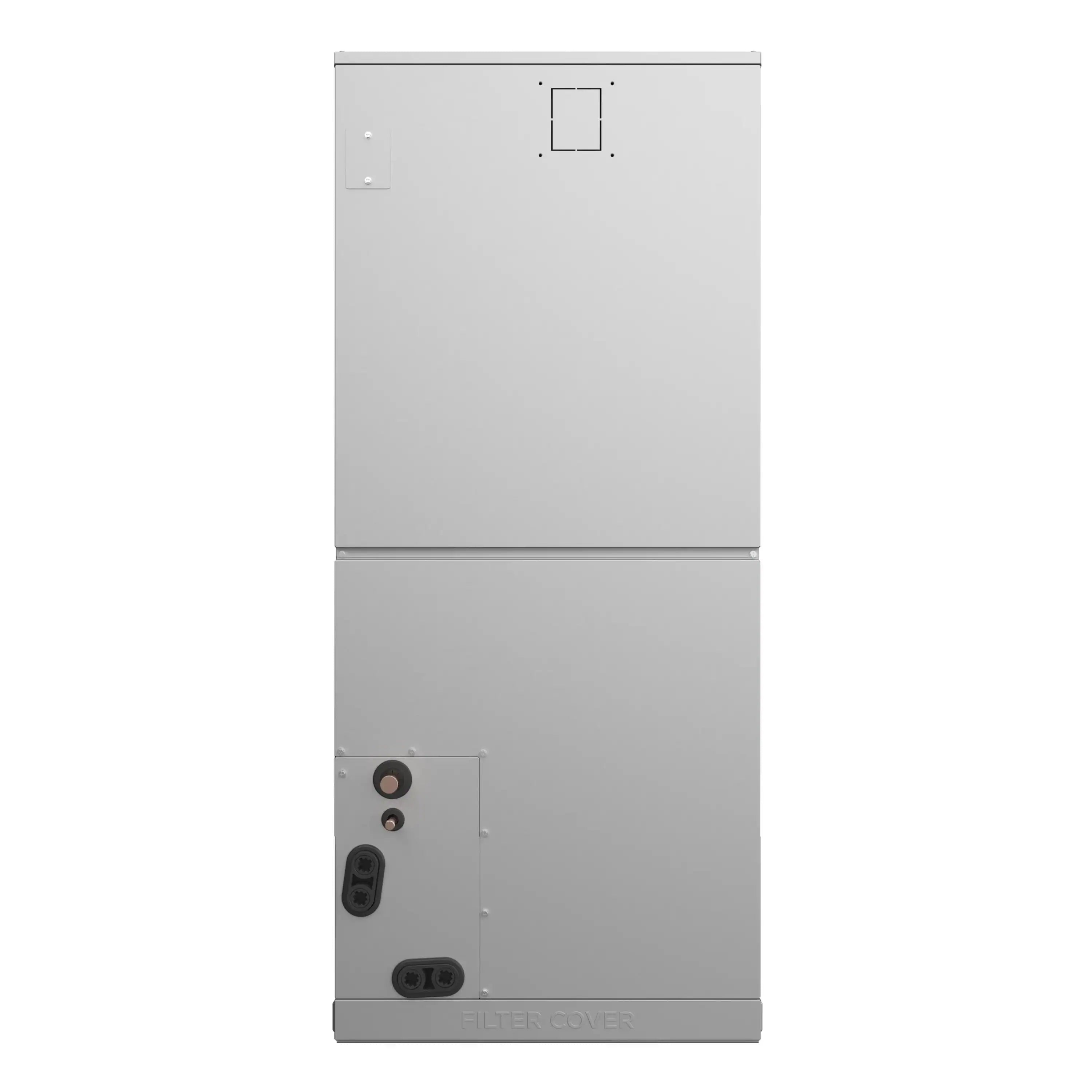 Senville ducted air handler front panel with control ports, off-white metal