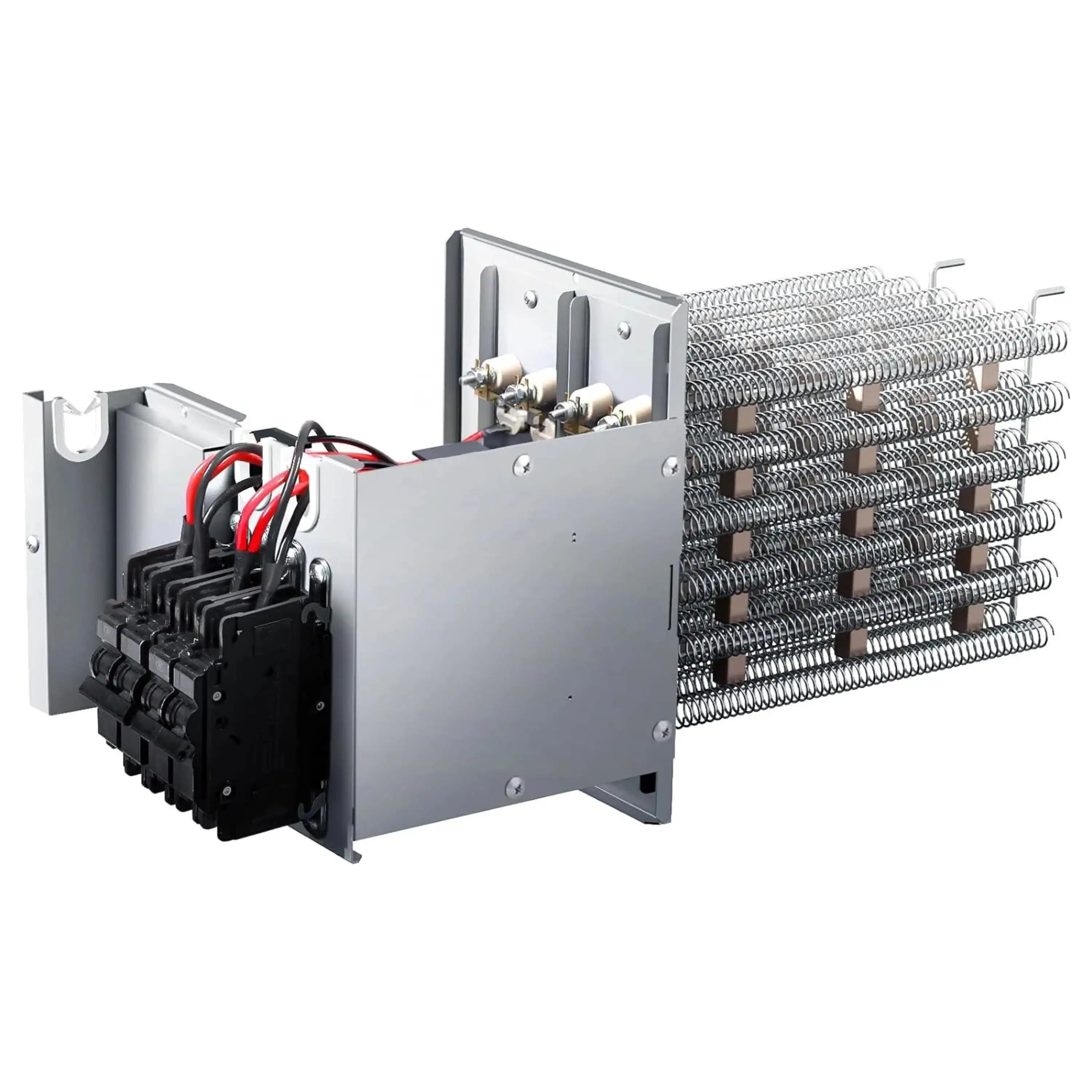 Metal electric heat kit assembly with coil elements and wiring components