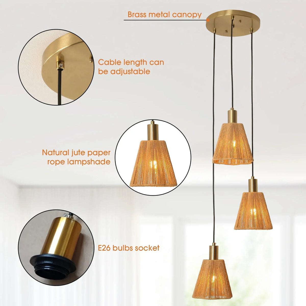 Parrot Uncle 15-Inch Merle 3-Light Island Pendant Light (D3016)
