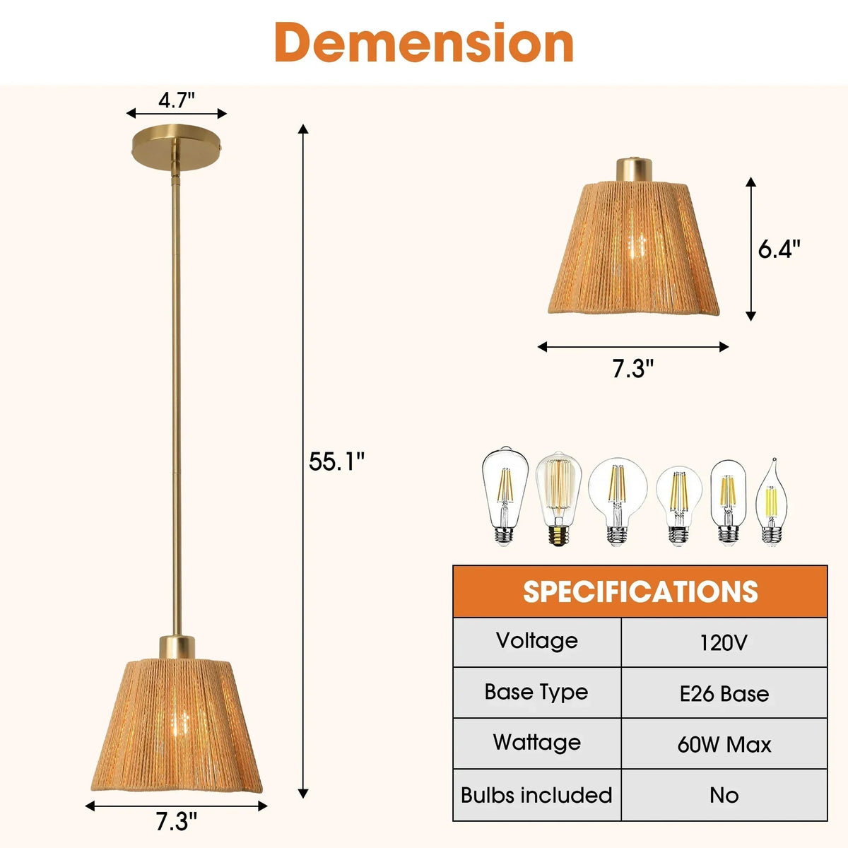 Parrot Uncle 7-Inch Elsa 1-Light Island Pendant Light (D3017)