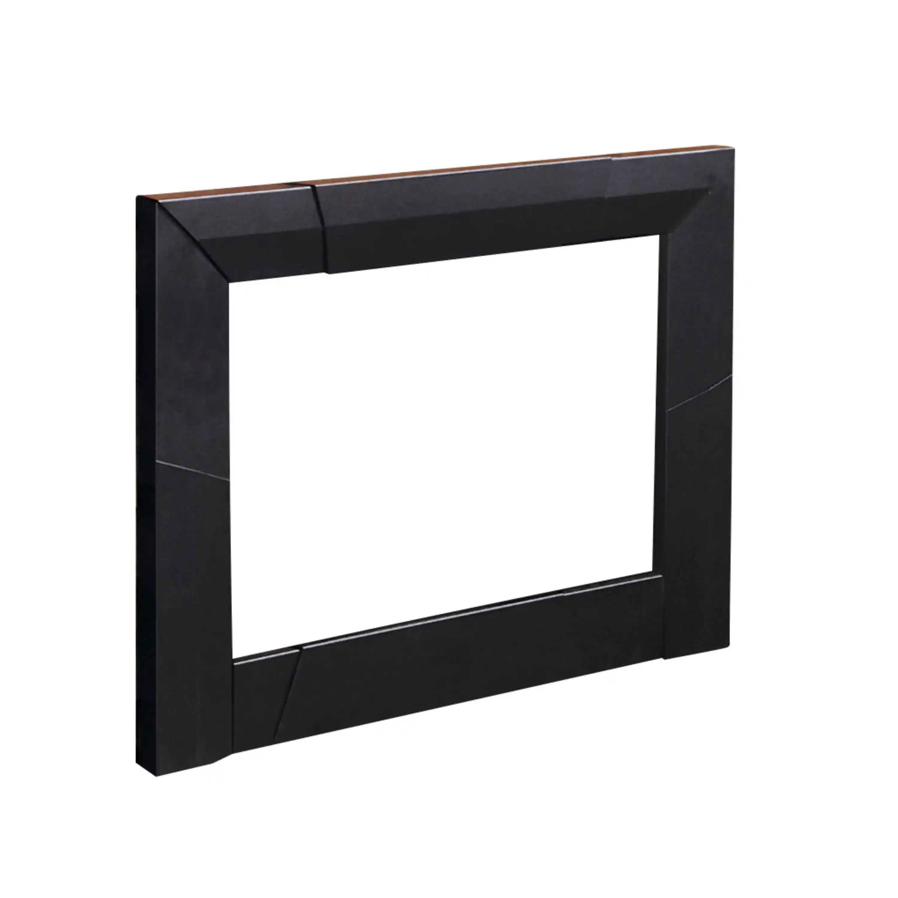 Black electric firebox insert front frame, open viewing window