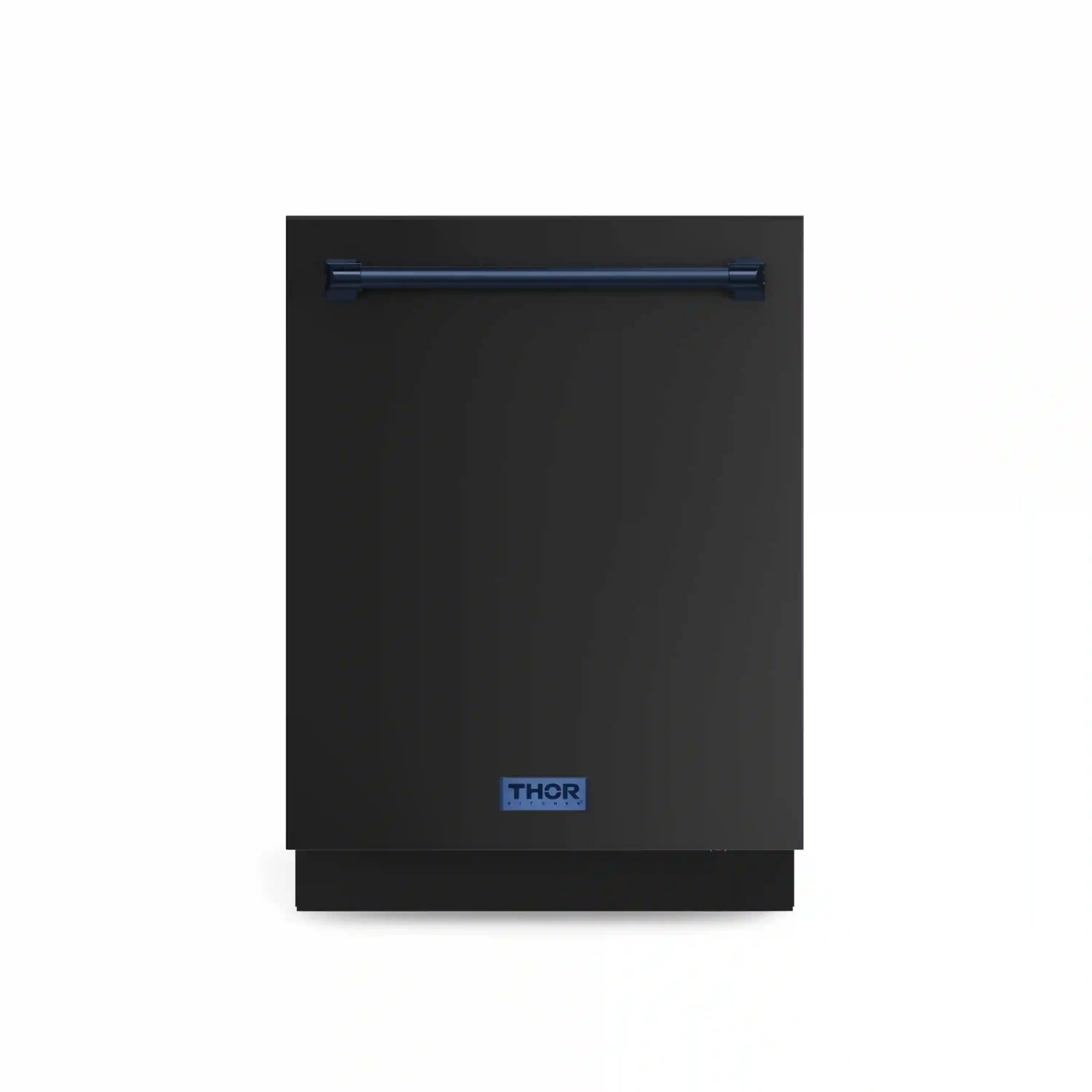 Black Thor dishwasher with blue trim and front control panel