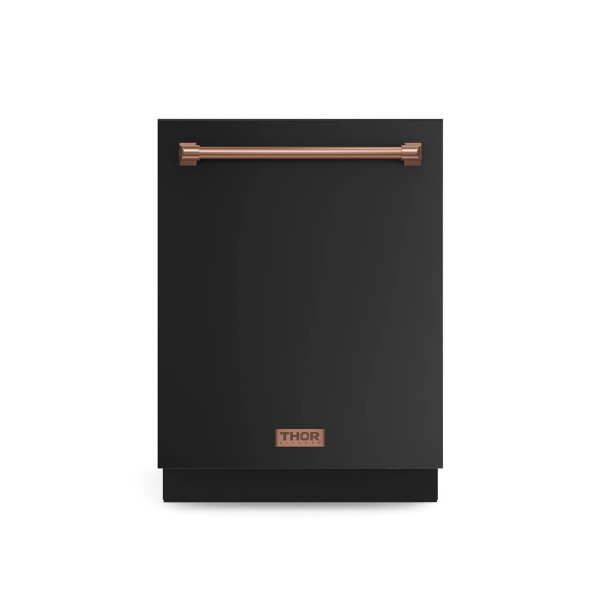 Black dishwasher with rose-gold top handle and THOR logo