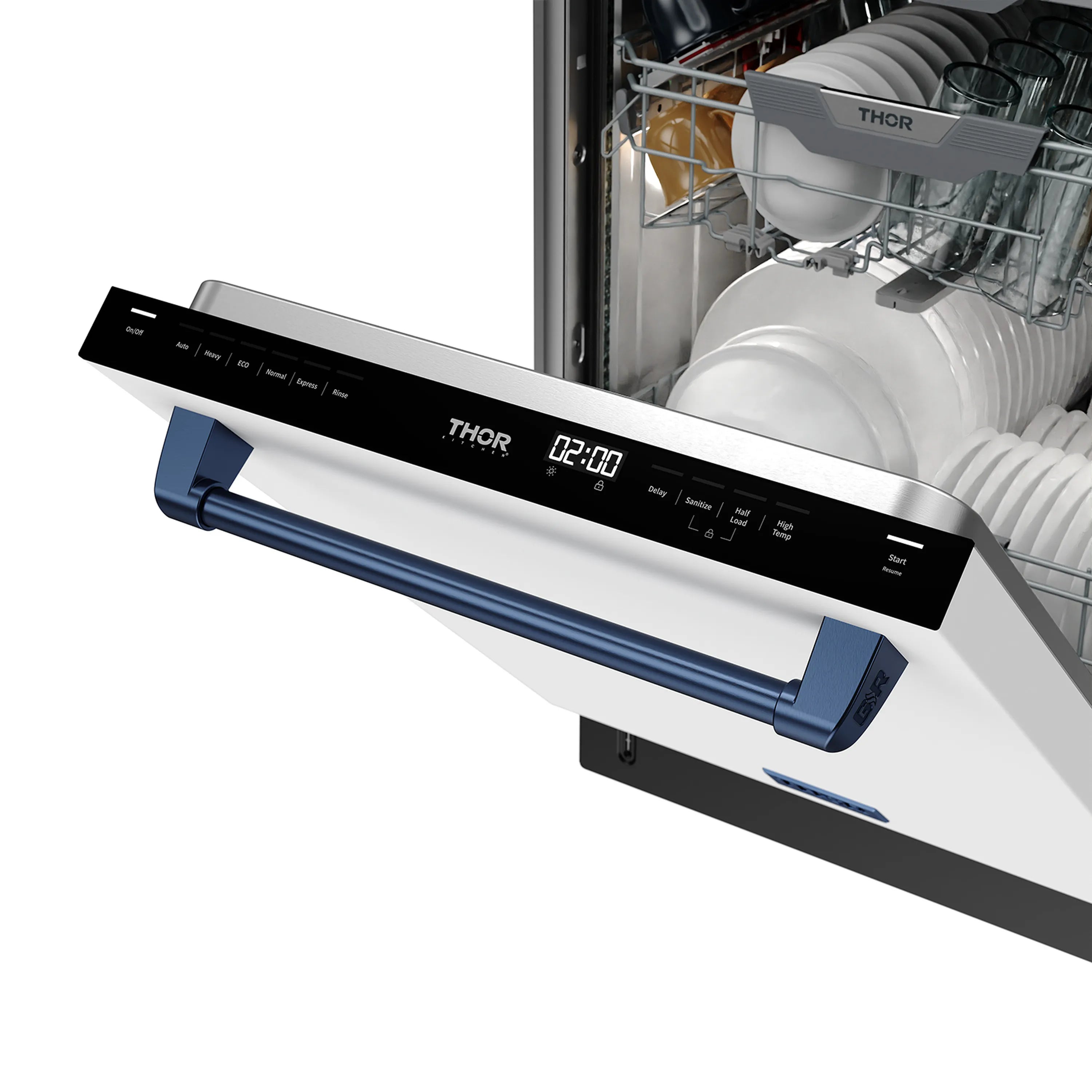 Gordon Ramsay by Thor Kitchen 24-Inch Dishwasher in White with Navy Blue Trim (DW24X8BAW-BLU)