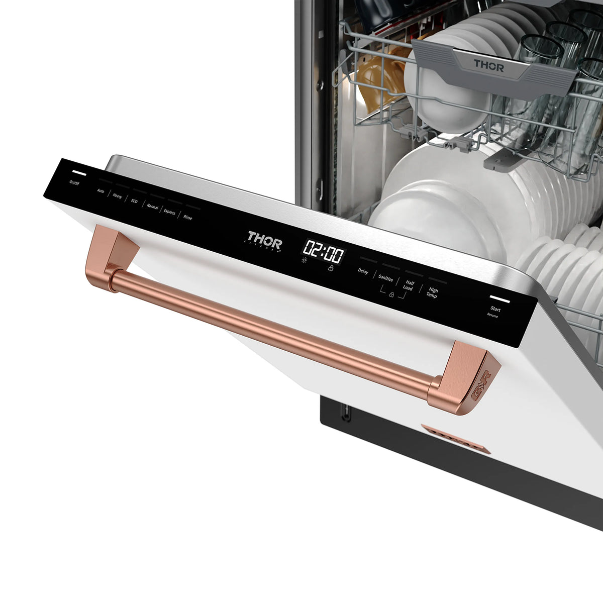 Gordon Ramsay by Thor Kitchen 24-Inch Dishwasher in White with Rose Gold Trim (DW24X8BAW-RSG)
