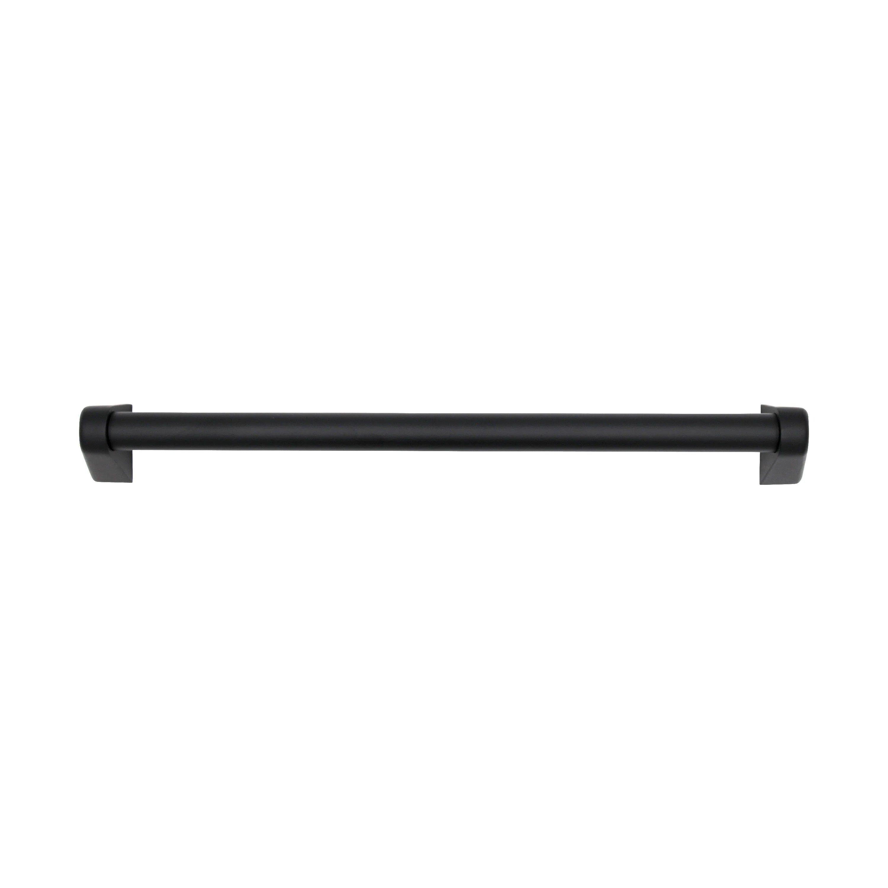Matte black 18-inch dishwasher handle with square bar and end caps