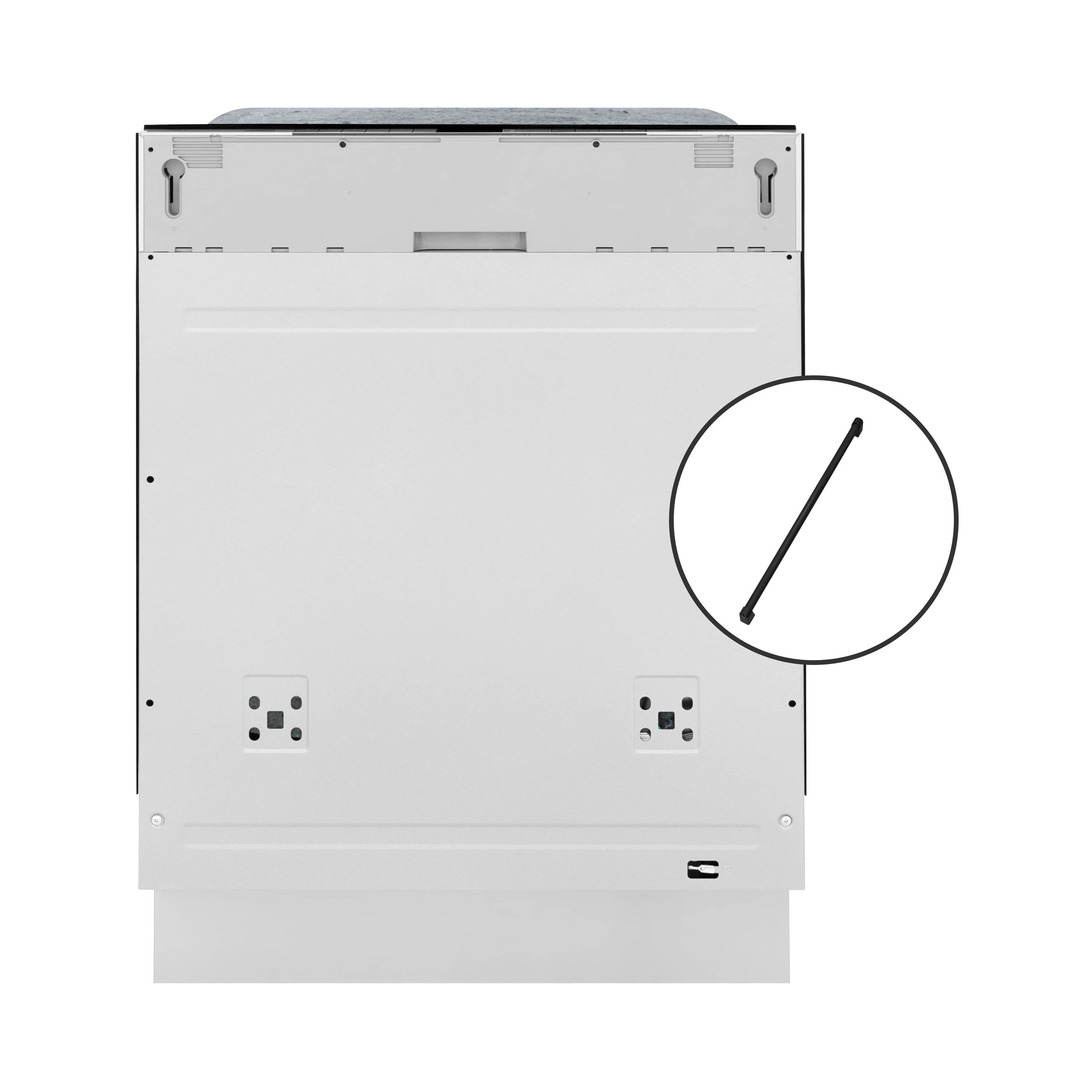 Tall dishwasher control area with touch controls and matte black trim detail
