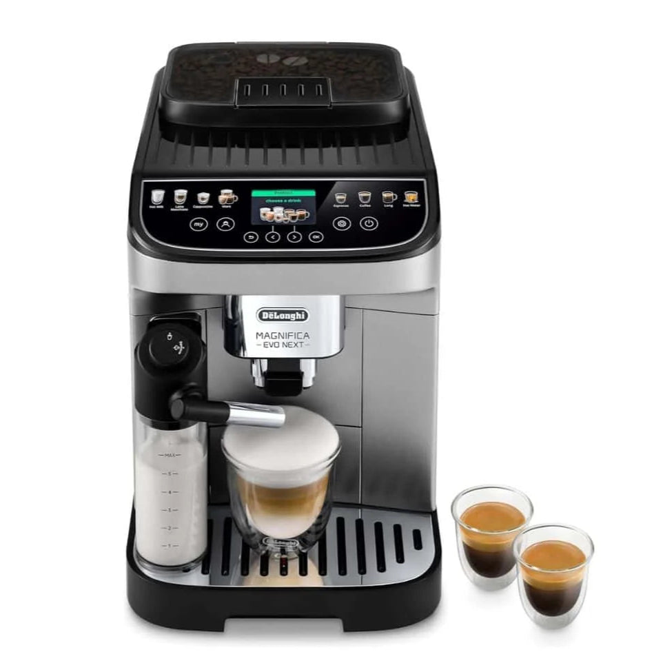 De'Longhi Magnifica Evo Next fully automatic espresso machine with display and drip tray
