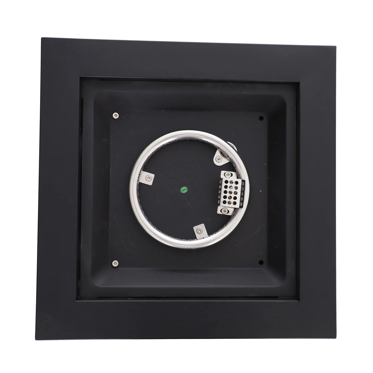 Square black propane fire pit burner insert with circular burner cover