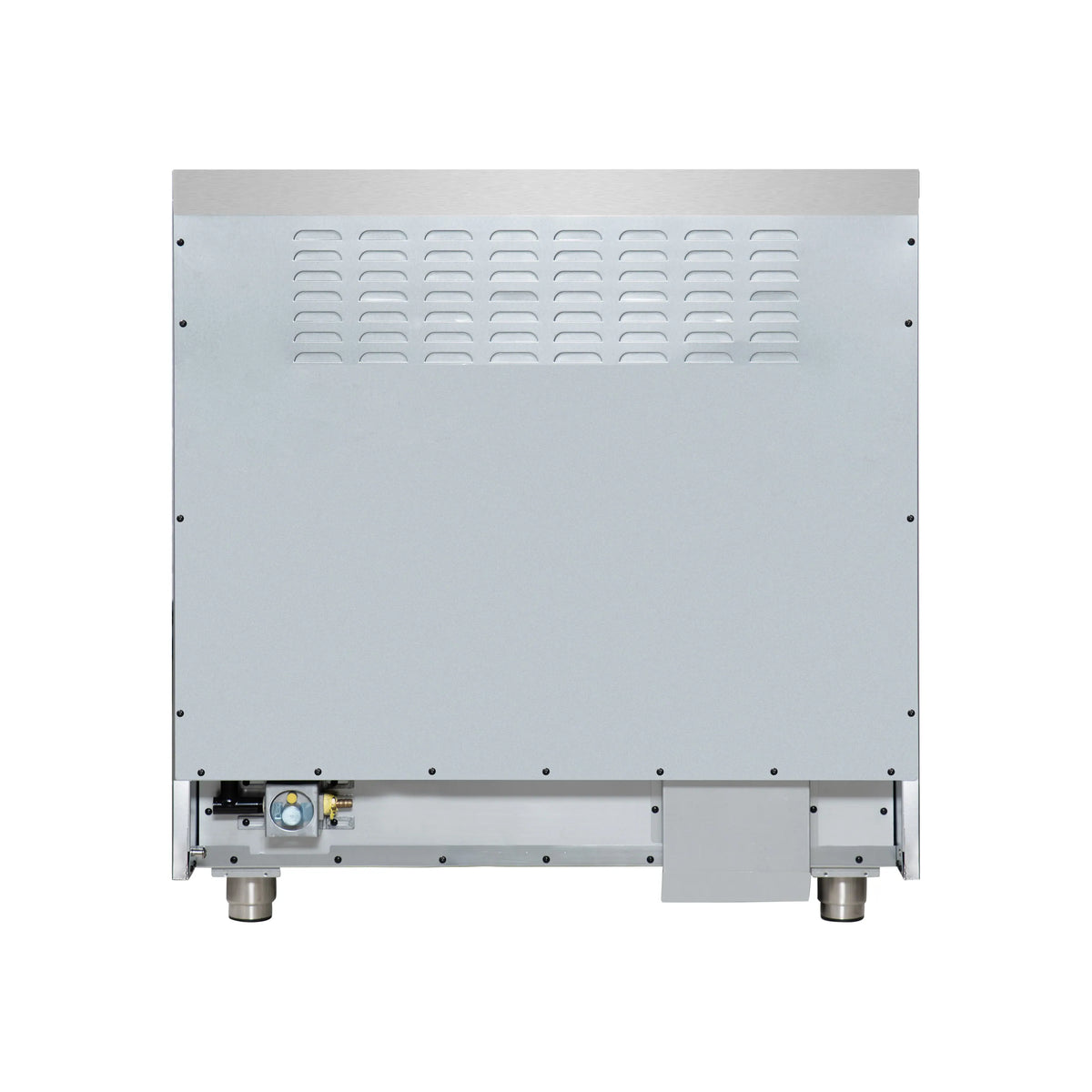 White range back panel with heat shielding and gas connection ports