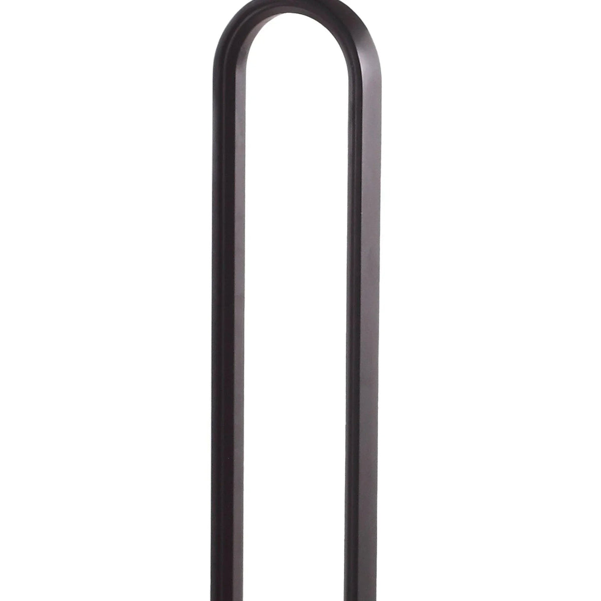 Black metal side table base with U-shaped support and round top edge