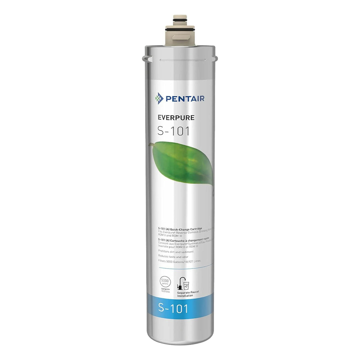 Everpure S-101 reverse osmosis replacement filter cartridge, cylindrical with top fittings