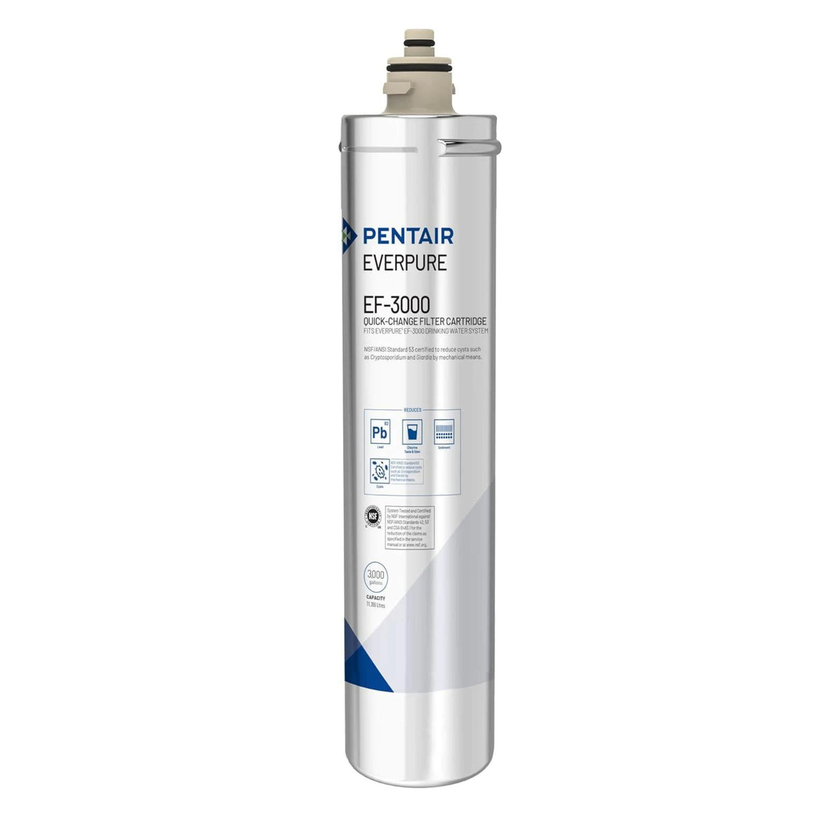 Pentair Everpure EF-3000 quick-change filter cartridge, white metal cylinder