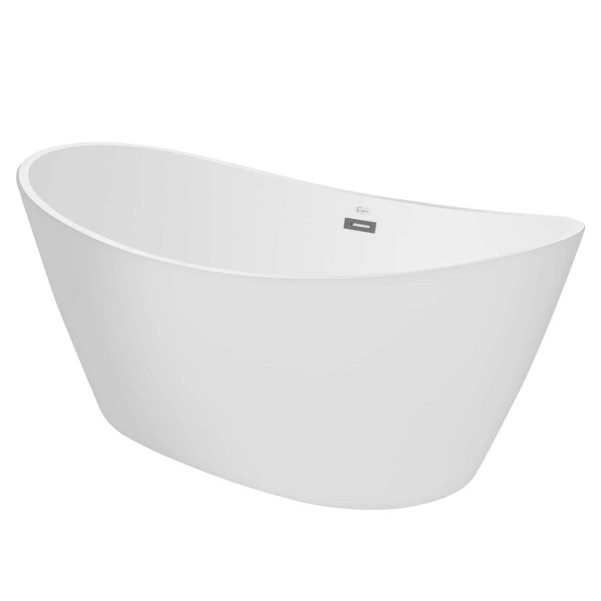 White soaking bathtub with wide rim and overflow opening