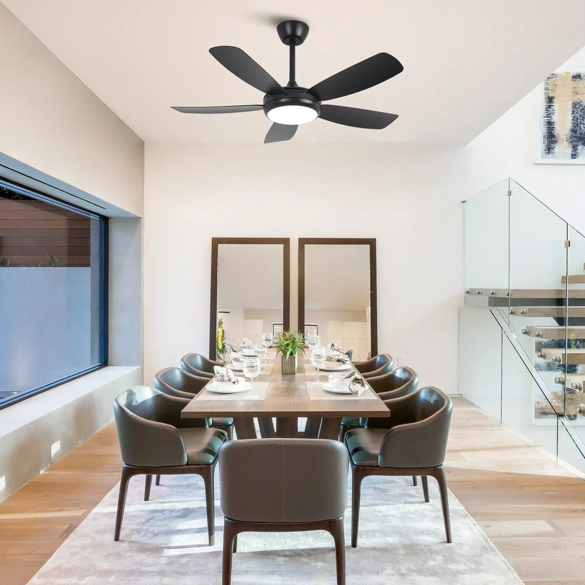 Parrot Uncle 42-Inch Gladys Modern Black LED Ceiling Fan with Remote Control (F5004BK)