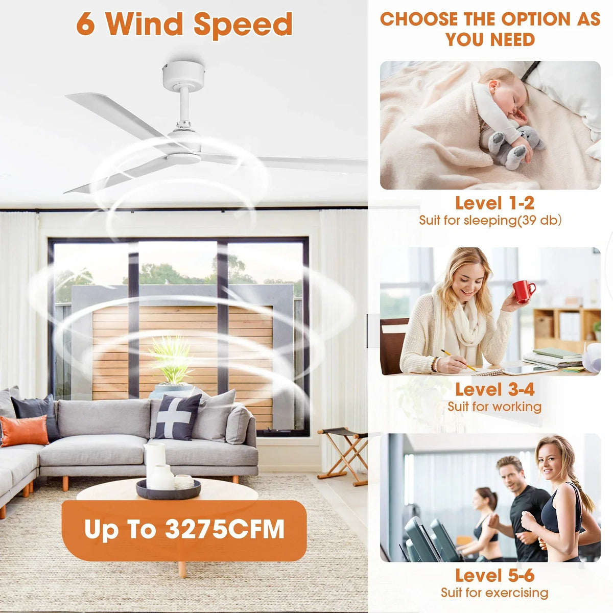 Parrot Uncle 50-Inch Erica Modern Downrod Mount Ceiling Fan with Remote Control (F5005)