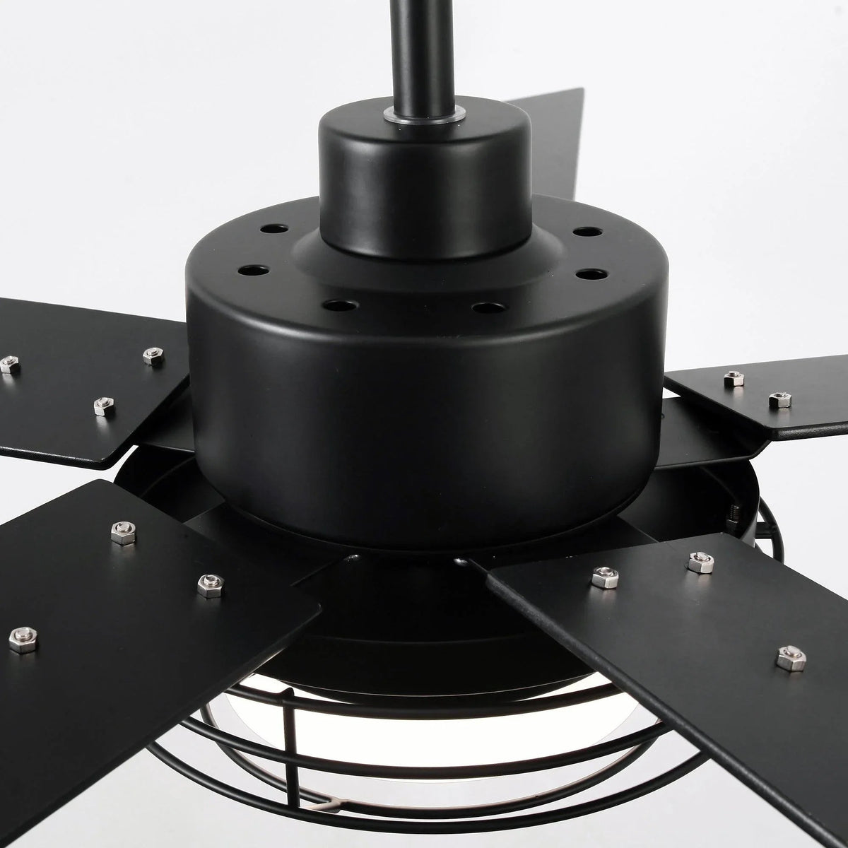 Parrot Uncle ceiling fan motor housing with mounting plate and exposed hardware