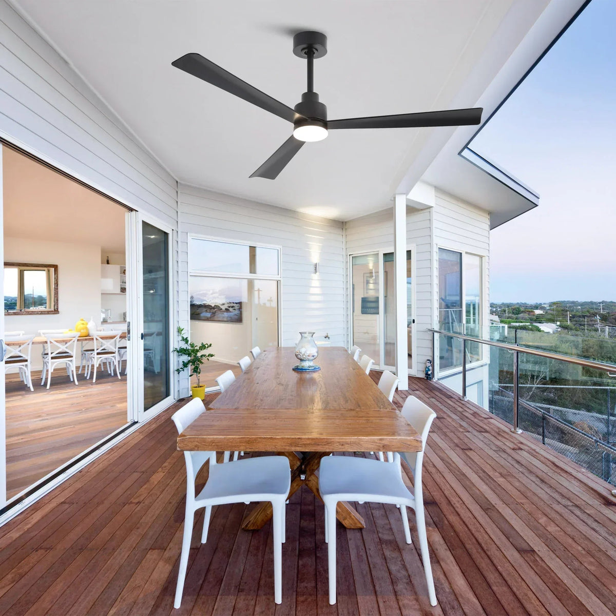 Parrot Uncle 52-Inch Dinah Modern Downrod Mount Ceiling Fan with Remote Control and LED Light