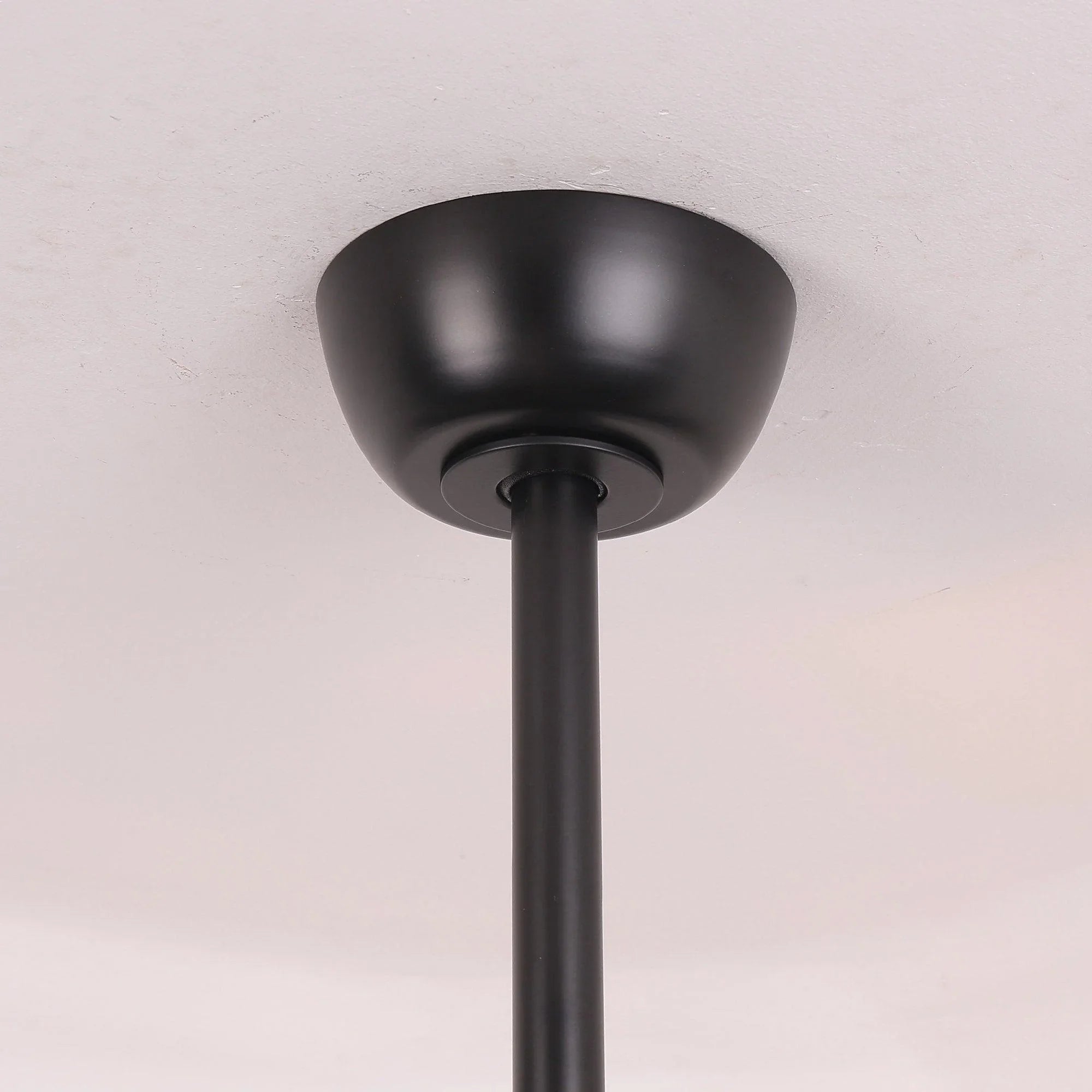 Black ceiling fan downrod and canopy with smooth matte finish