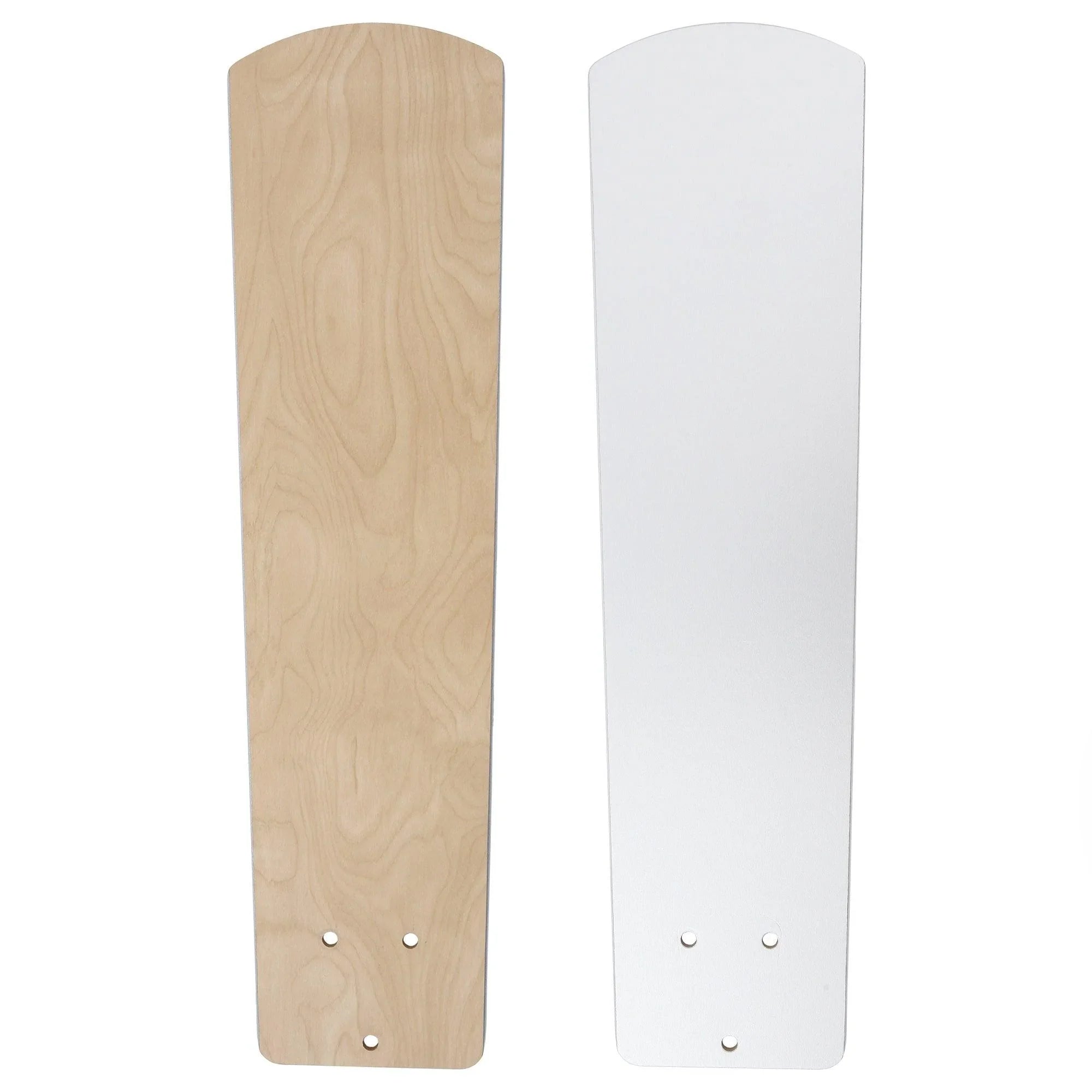 Reversible ceiling fan blade panels: light wood finish and white finish