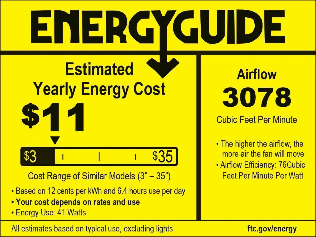 EnergyGuide label for smart ceiling fan with light kit