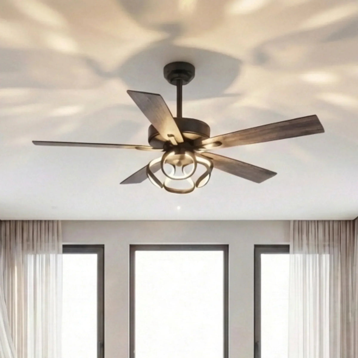 Parrot Uncle 52-Inch 6 Speed DC Black Ceiling Fan with Lighting (F6367BK110V)