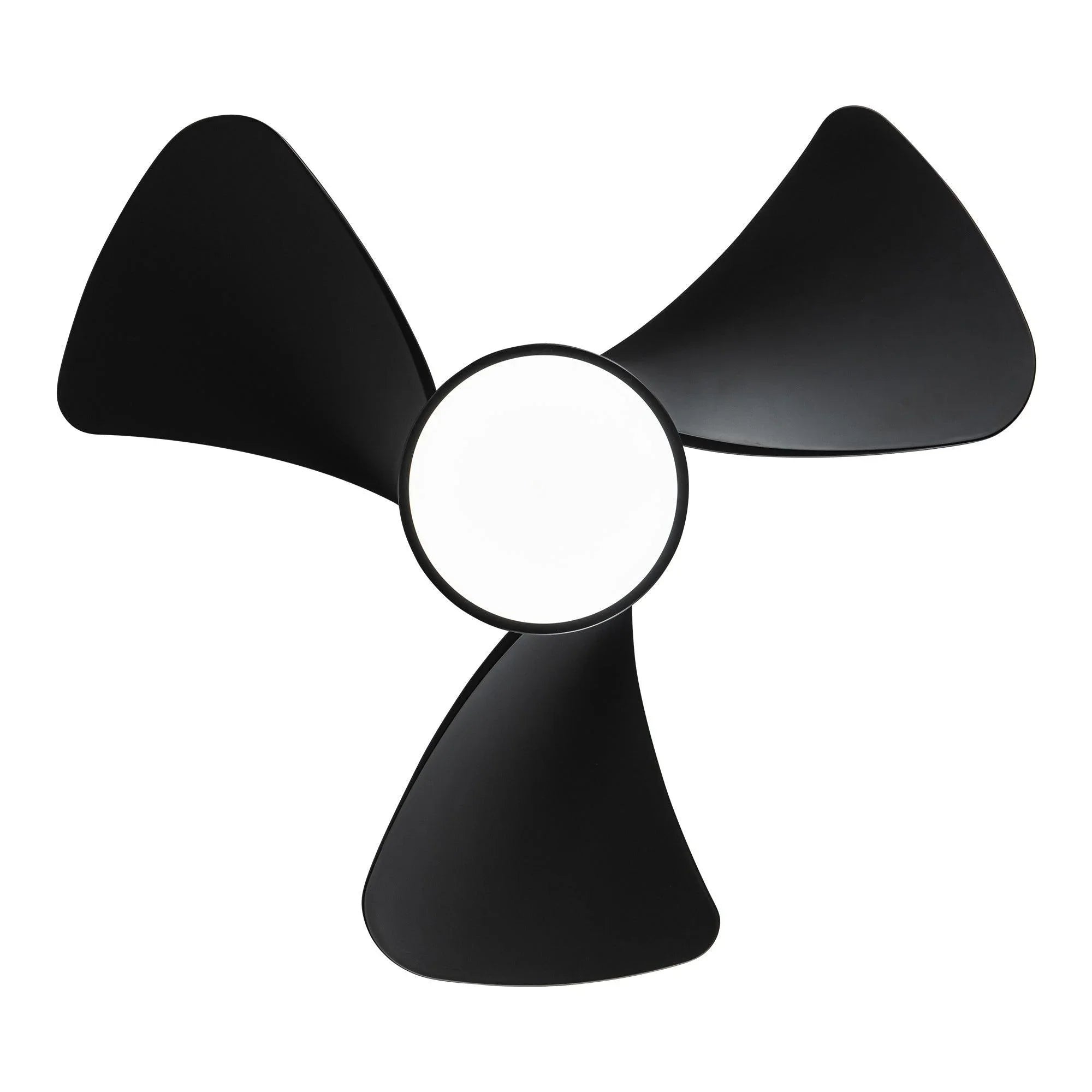 Black ceiling fan with five-blade-style look and central round LED light panel