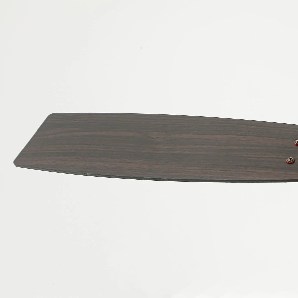 Dark ceiling fan blade with mounting screws, clean profile view