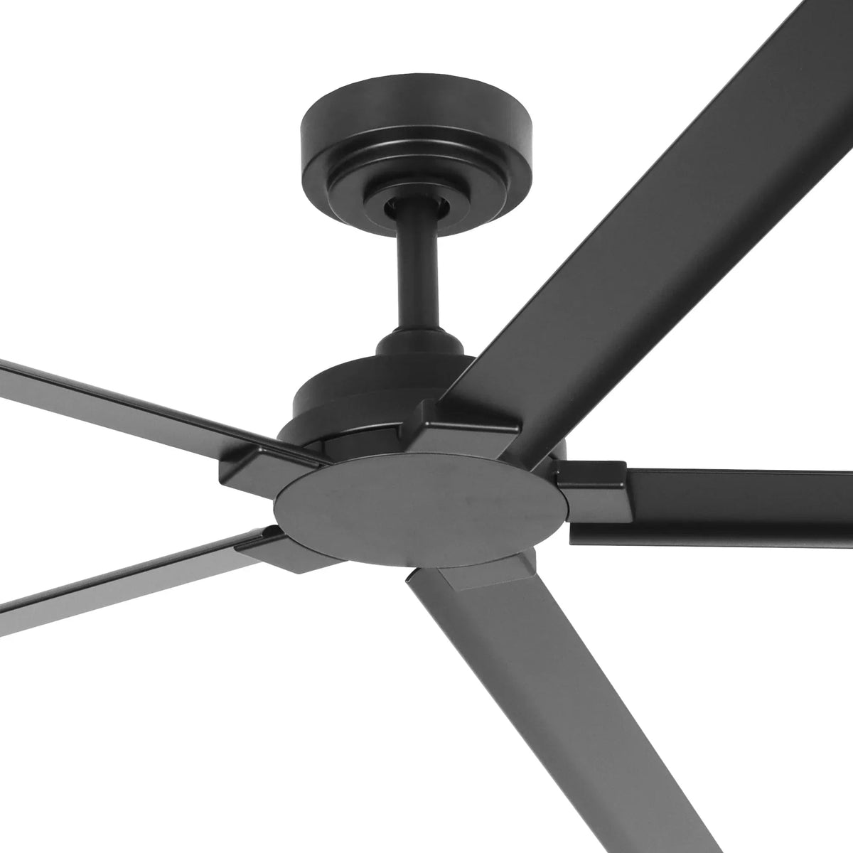 Black ceiling fan canopy and motor assembly with five blades
