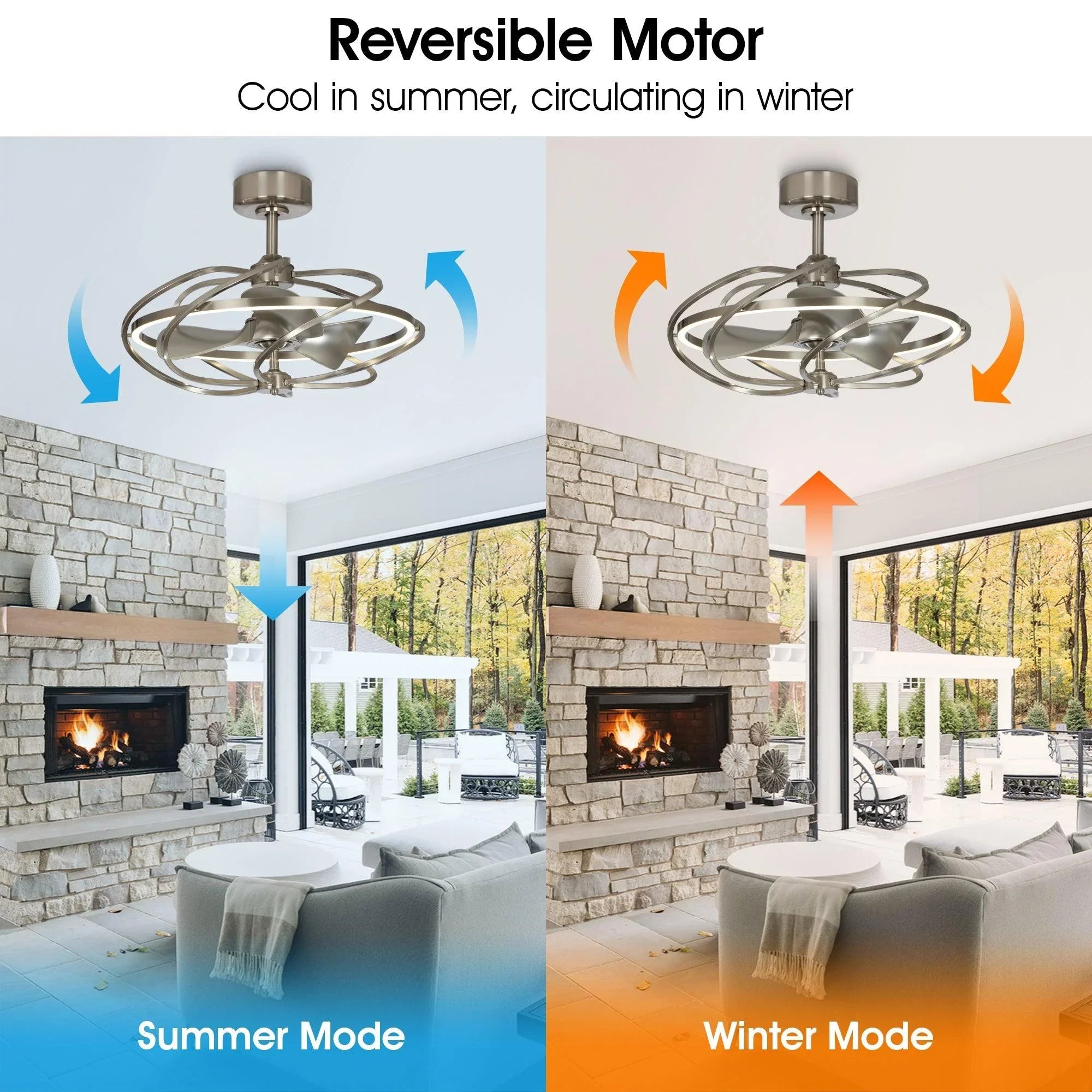 Ceiling fan reversible motor diagram for summer and winter air circulation