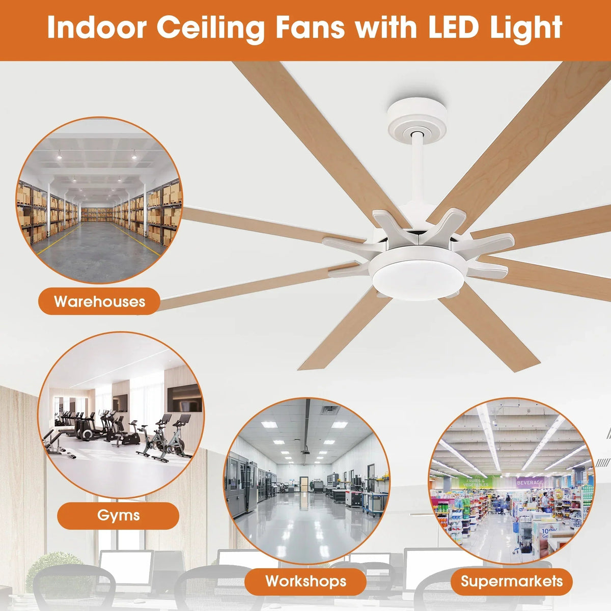 Parrot Uncle 65-Inch Teresa Modern Double-Sided Blades Ceiling Fan with Remote Control and LED Light