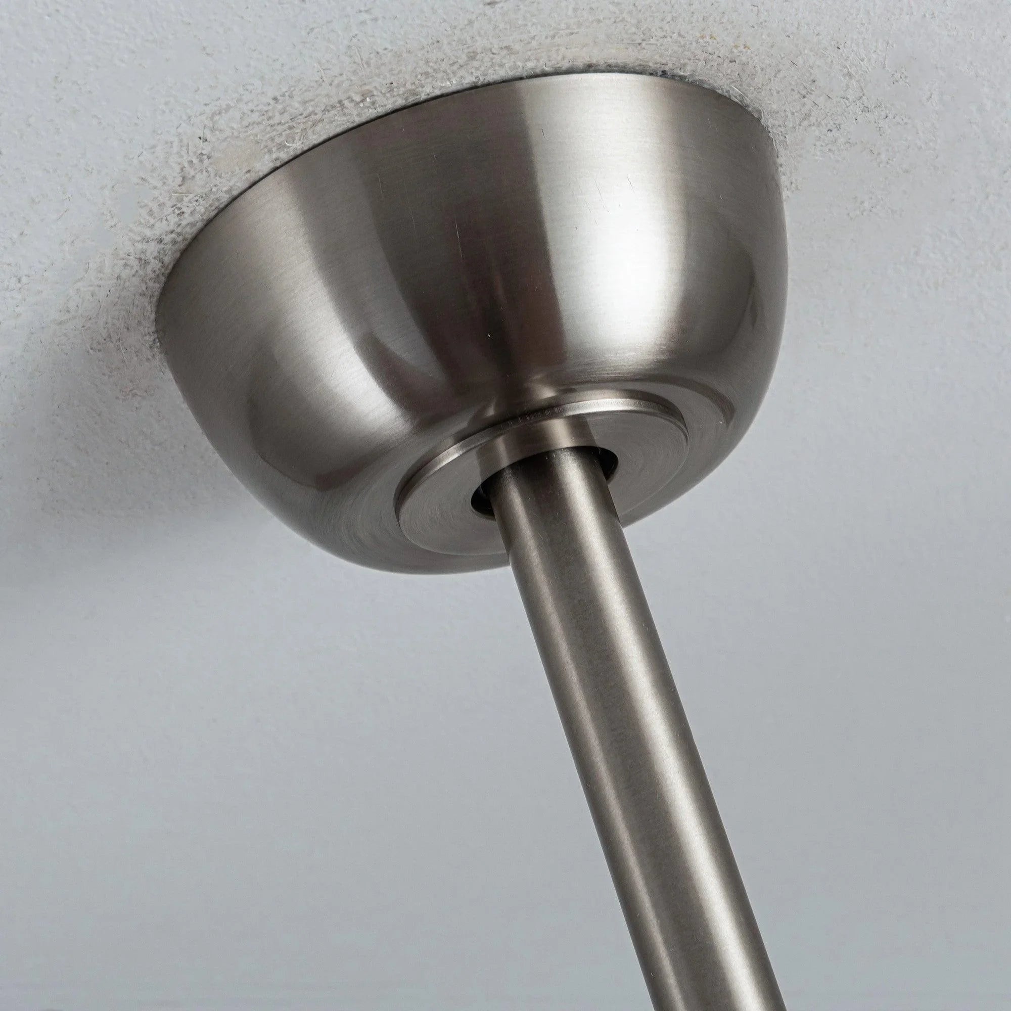Brushed nickel ceiling fan downrod mounting bracket and motor cap