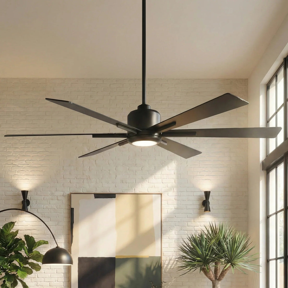 Parrot Uncle 65-Inch Bendan Industrial Downrod Mount Ceiling Fan with Lighting and Remote Control (F8307110V)