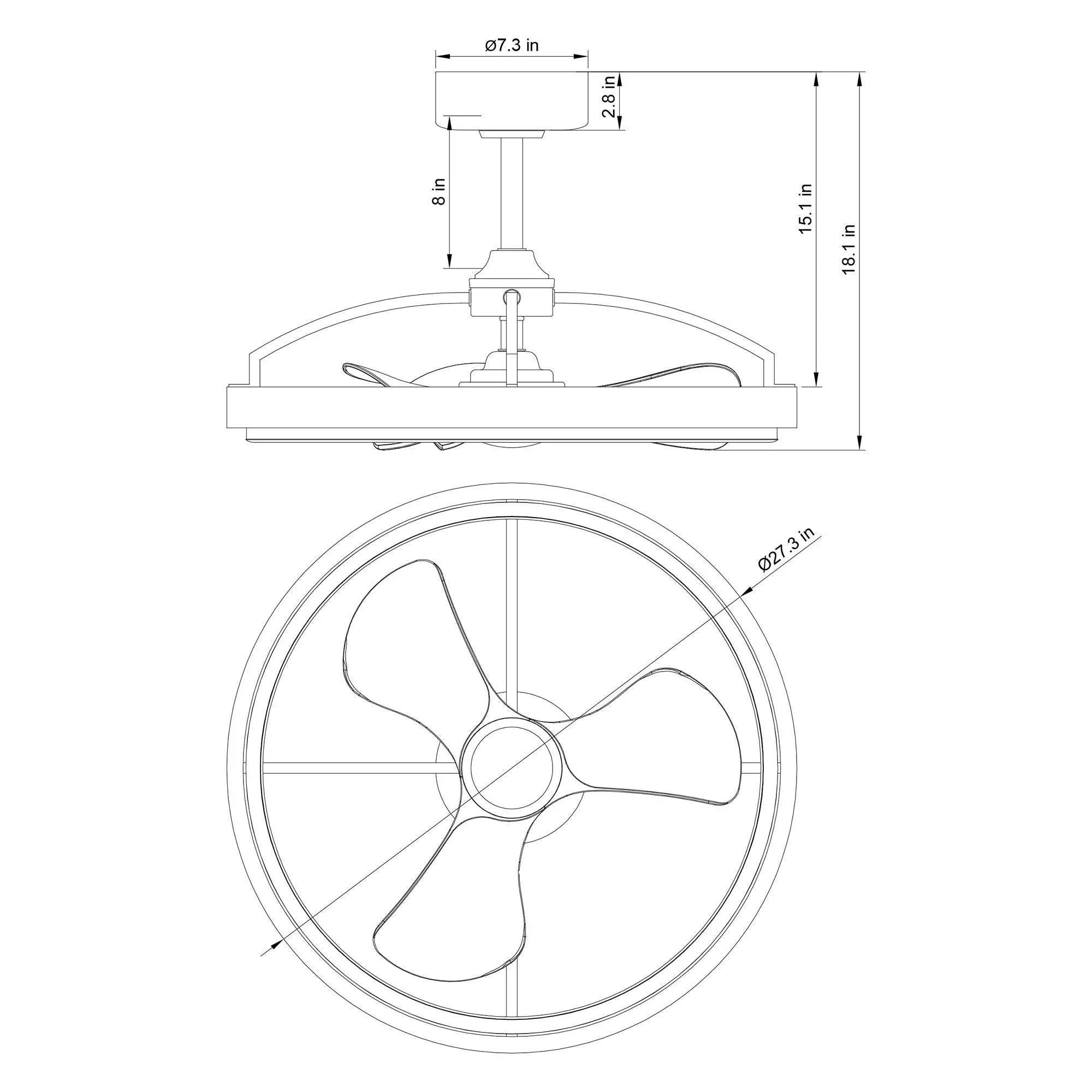 Industrial ceiling fan with 5-blade design and downrod mount, no light shown