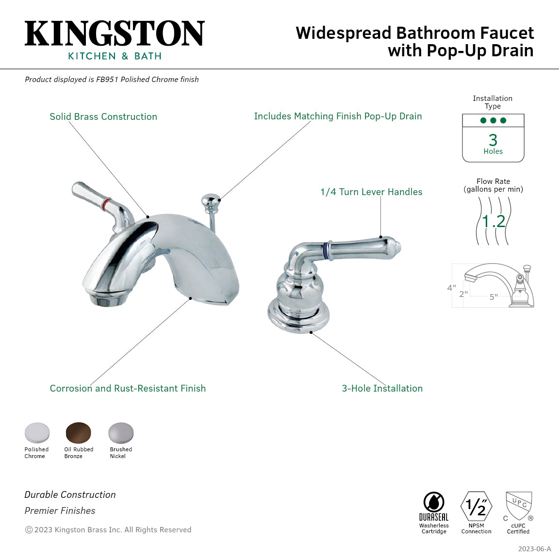 Widespread Bathroom Faucet with Pop-Up Drain in Oil Rubbed Bronze