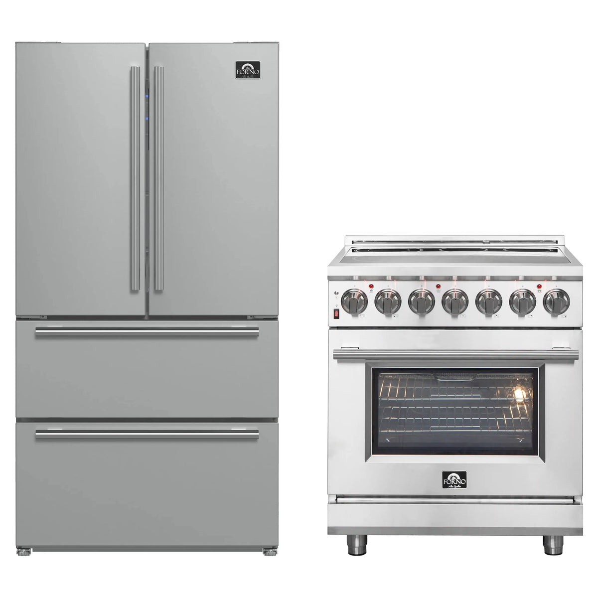 Forno 2-Piece Appliance Package - 30-Inch Electric Range and 36-Inch French Door Refrigerator in Stainless Steel (FBDL-013-03CAUS)