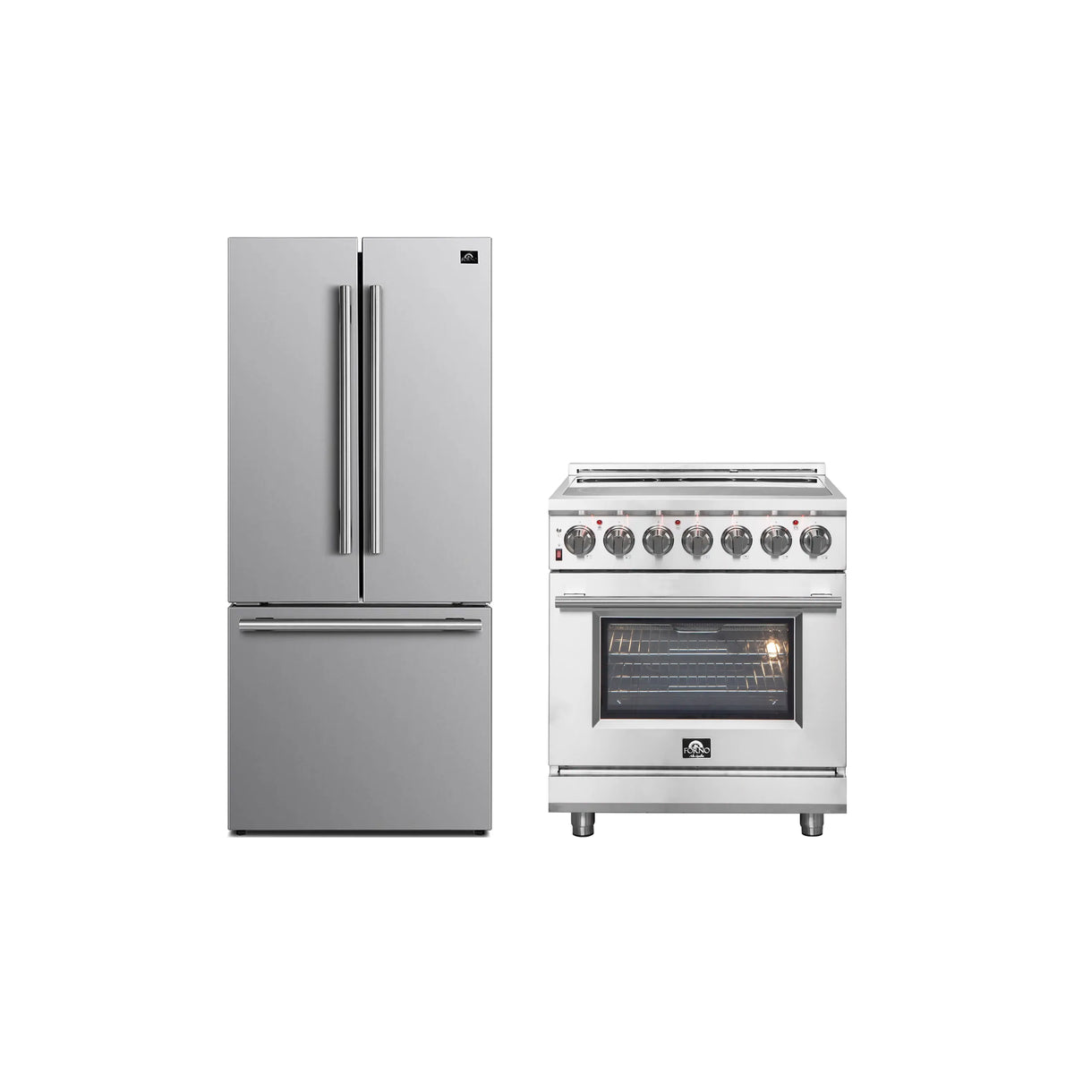 Forno 2-Piece Appliance Package - 30-Inch Electric Range and 30-Inch French Door Refrigerator in Stainless Steel (FBDL-013-05CAUS)