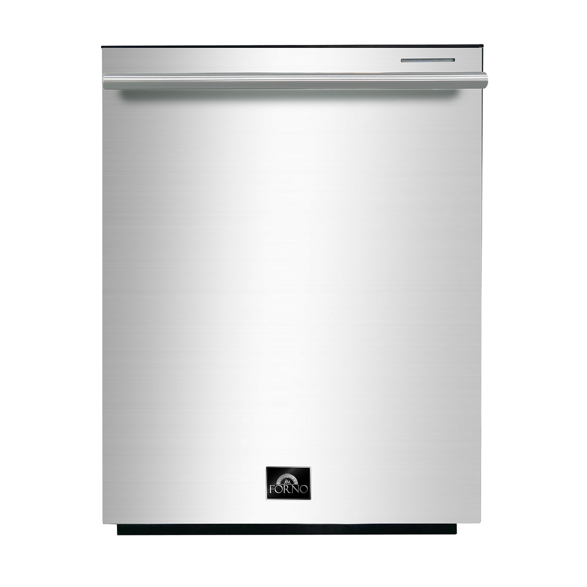 Stainless steel dishwasher with Forno logo on front panel