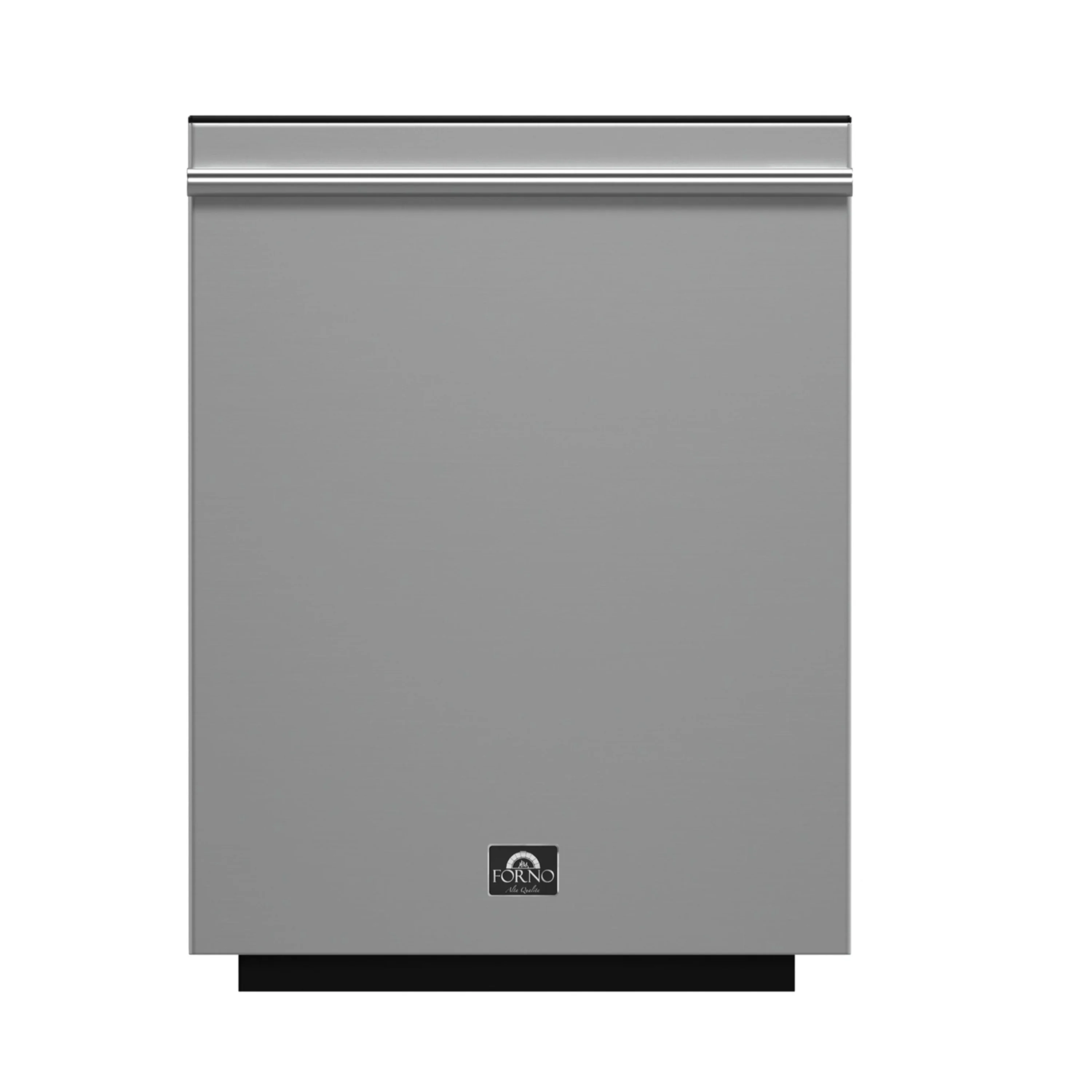 Stainless steel microwave drawer front with top trim and door logo