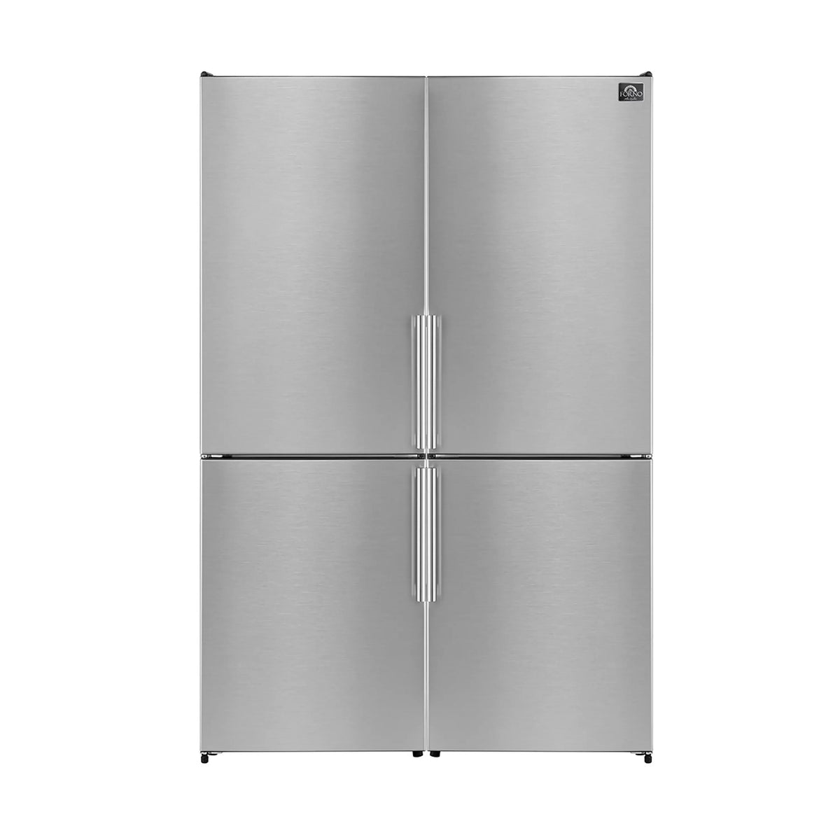 FORNO stainless steel double-door refrigerator with center vertical handle