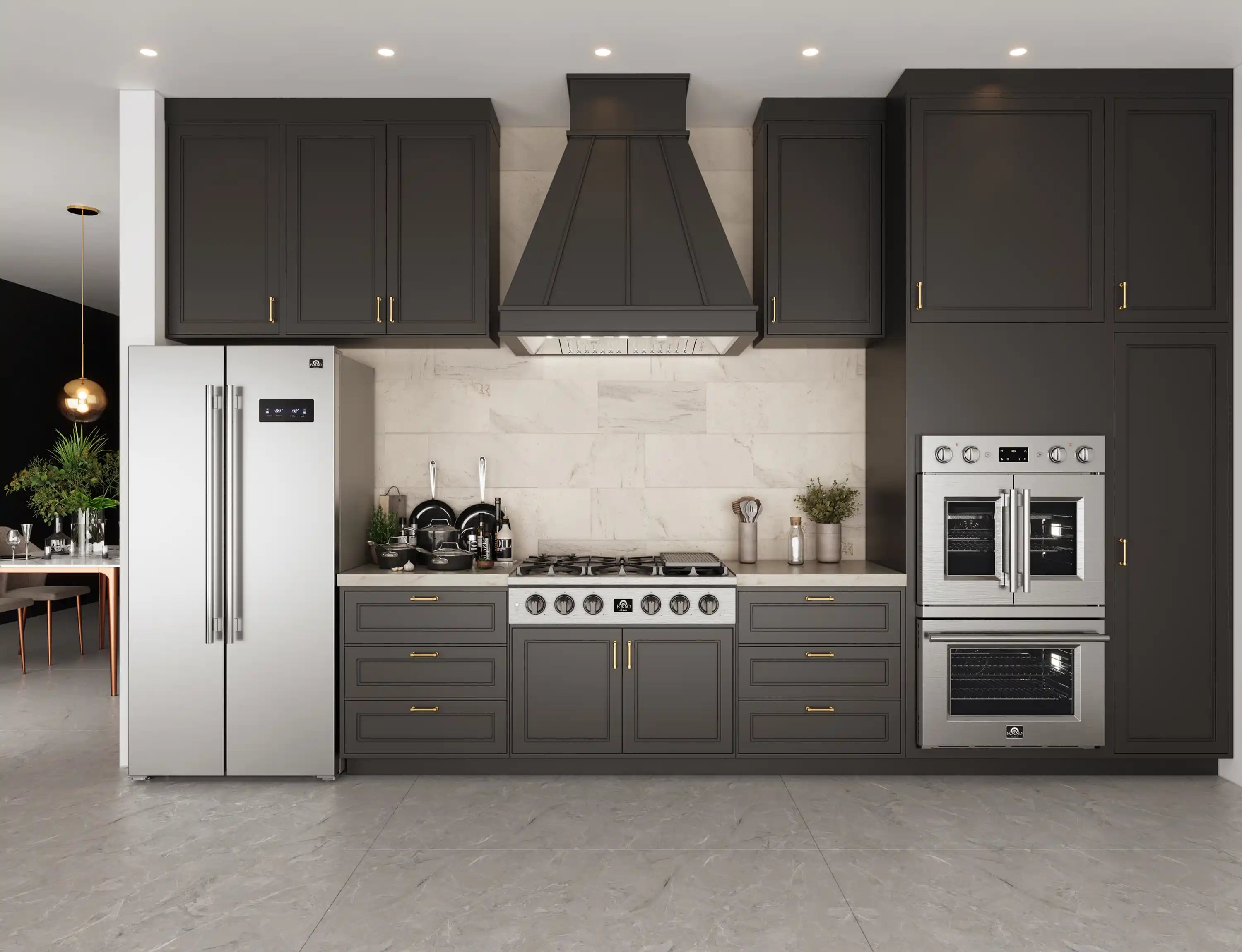 Built-in Forno Asti 30-inch electric French door double oven, stainless with two door windows